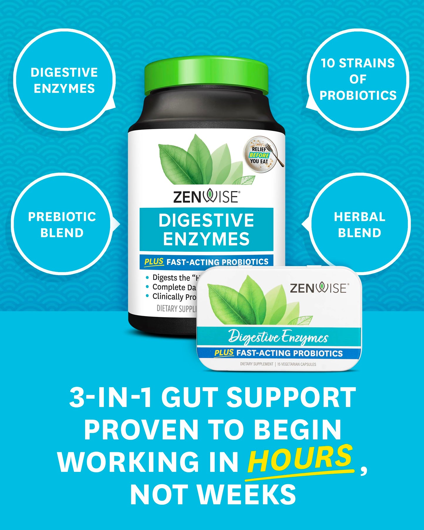 Zenwise Digestive Enzymes - Probiotic Multi Enzymes with Probiotics, 115 Ct Zenwise HealthUS supplements