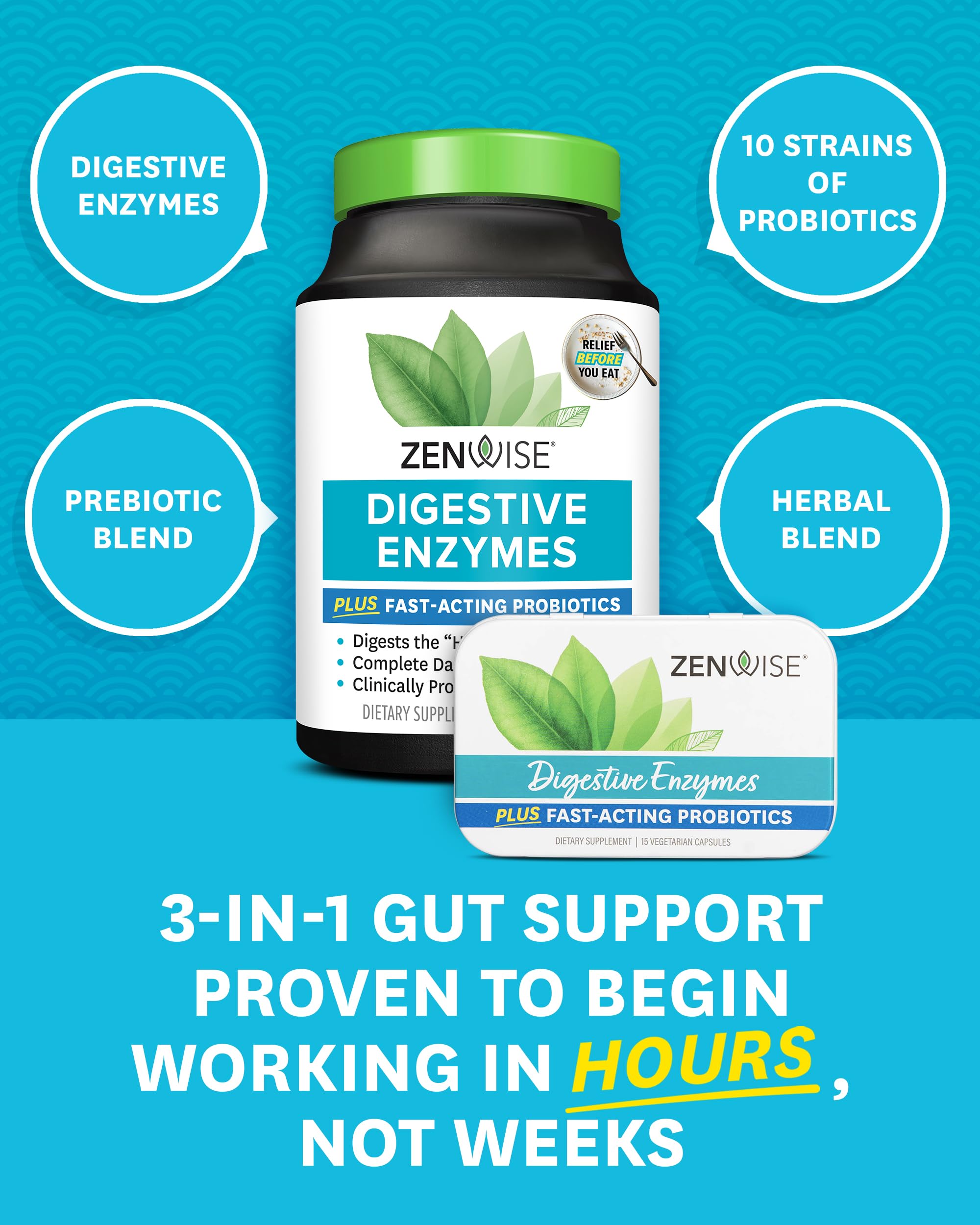 Zenwise Digestive Enzymes - Probiotic Multi Enzymes with Probiotics, 115 Ct Zenwise HealthUS supplements