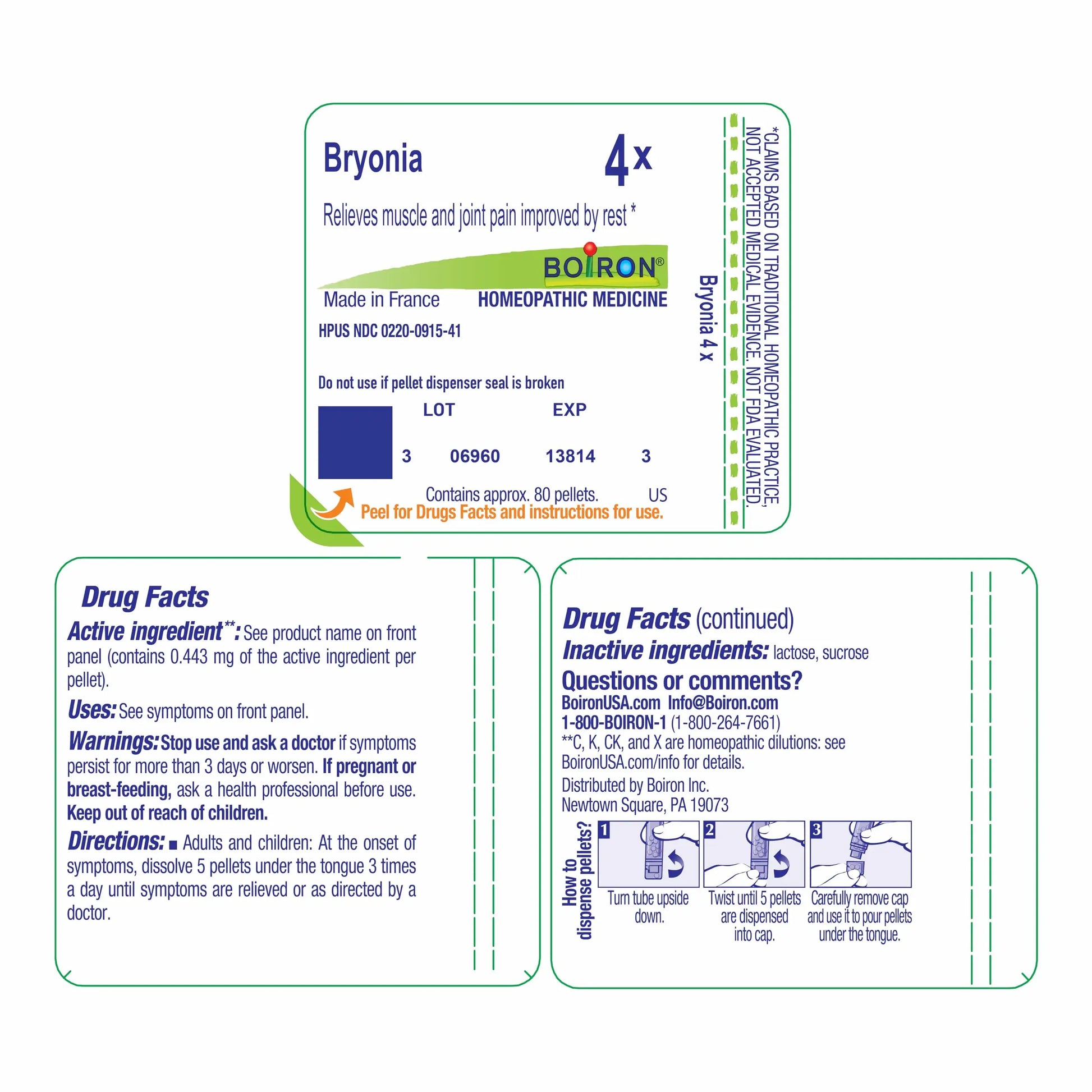Boiron Bryonia 4X Homeopathic Medicine for Muscle & Joint Pain - 80 Pellets BoironAu supplements