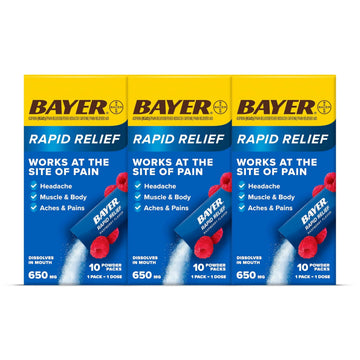 Bayer® Rapid Relief, Dissolvable Raspberry Flavor, Powder Packs with Aspirin & Caffeine, Fast Acting Headache Relief, Muscle and Body Pain Reliever, 30ct BayerAu supplements