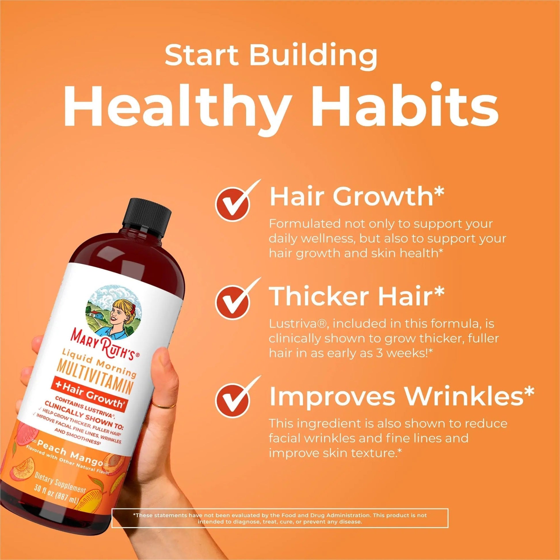 MaryRuth's MaryRuth's Liquid Morning Multivitamin +Hair Growth (Peach Mango, 30oz) & Iron Liquid (Berry) | Clean Label Project Verified® | MARYRUTH'SAu supplements