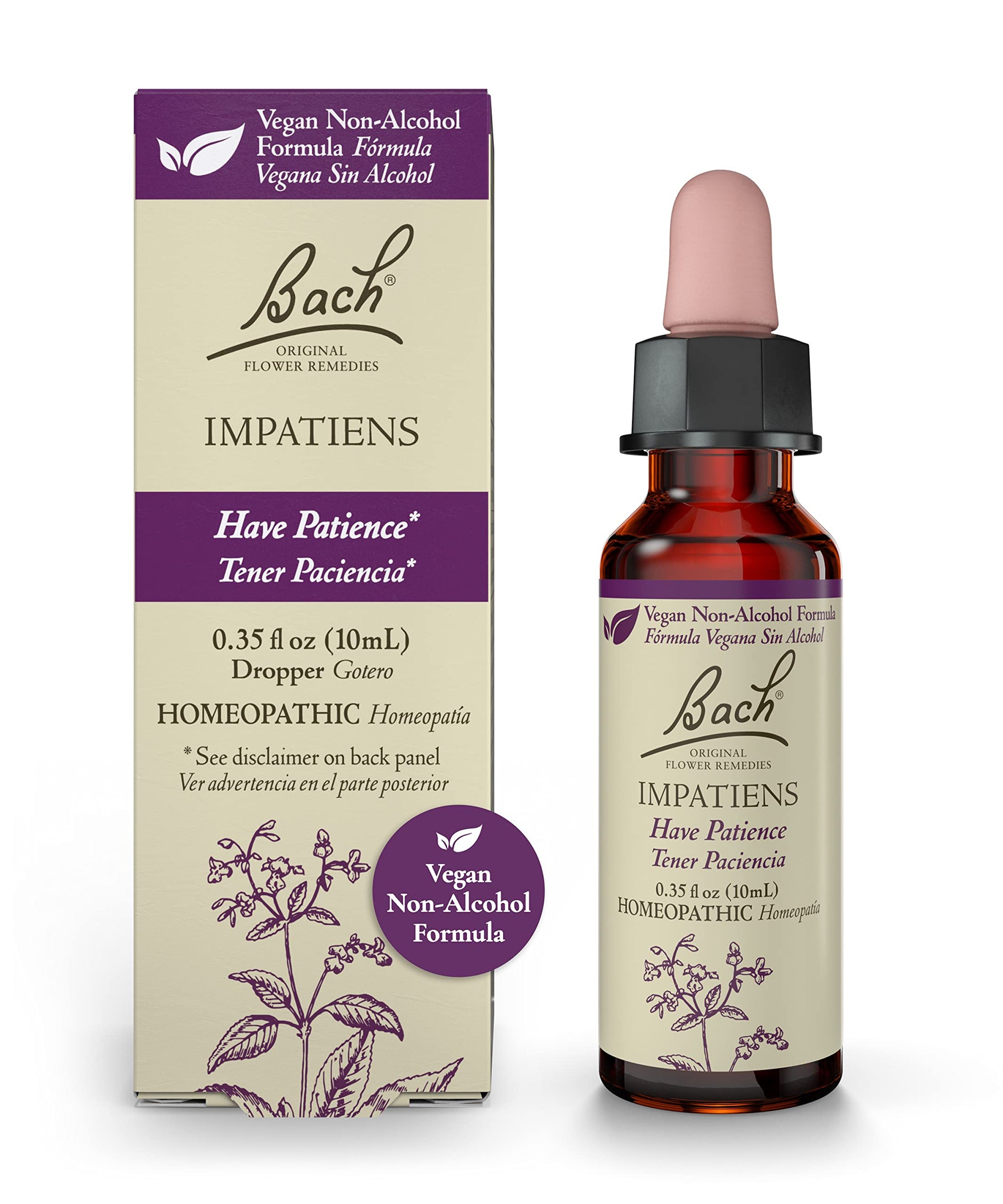 Bach Original Flower Remedies, Impatiens for Patience (Non-Alcohol Formula), Natural Homeopathic BachAu supplements