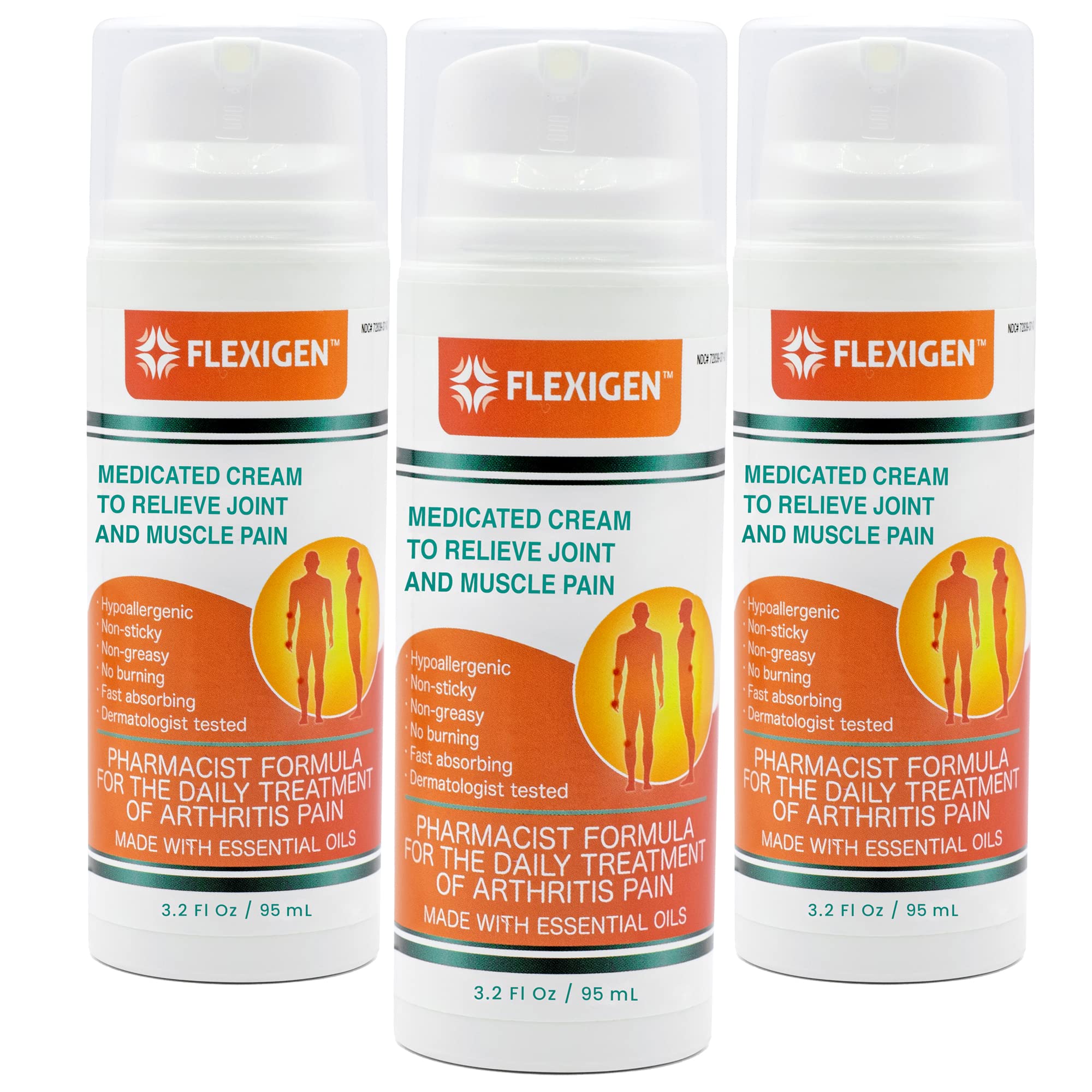 FLEXIGEN Pain Cream Lotion 3-Pack – Natural Menthol Formula with Frankincense & Essential Oils – Fast-Acting, Non-Greasy, Pleasant Scent FLEXIGENAu supplements