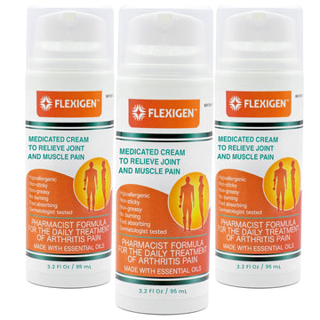 FLEXIGEN Pain Cream Lotion 3-Pack – Natural Menthol Formula with Frankincense & Essential Oils – Fast-Acting, Non-Greasy, Pleasant Scent FLEXIGENAu supplements