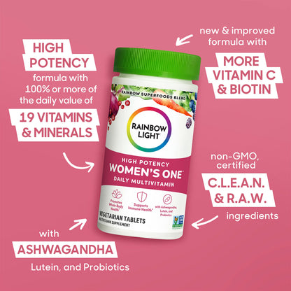 Rainbow Light Womens One High-Potency Daily Multivitamin, Womens Multivitamin Rainbow LightUS supplements