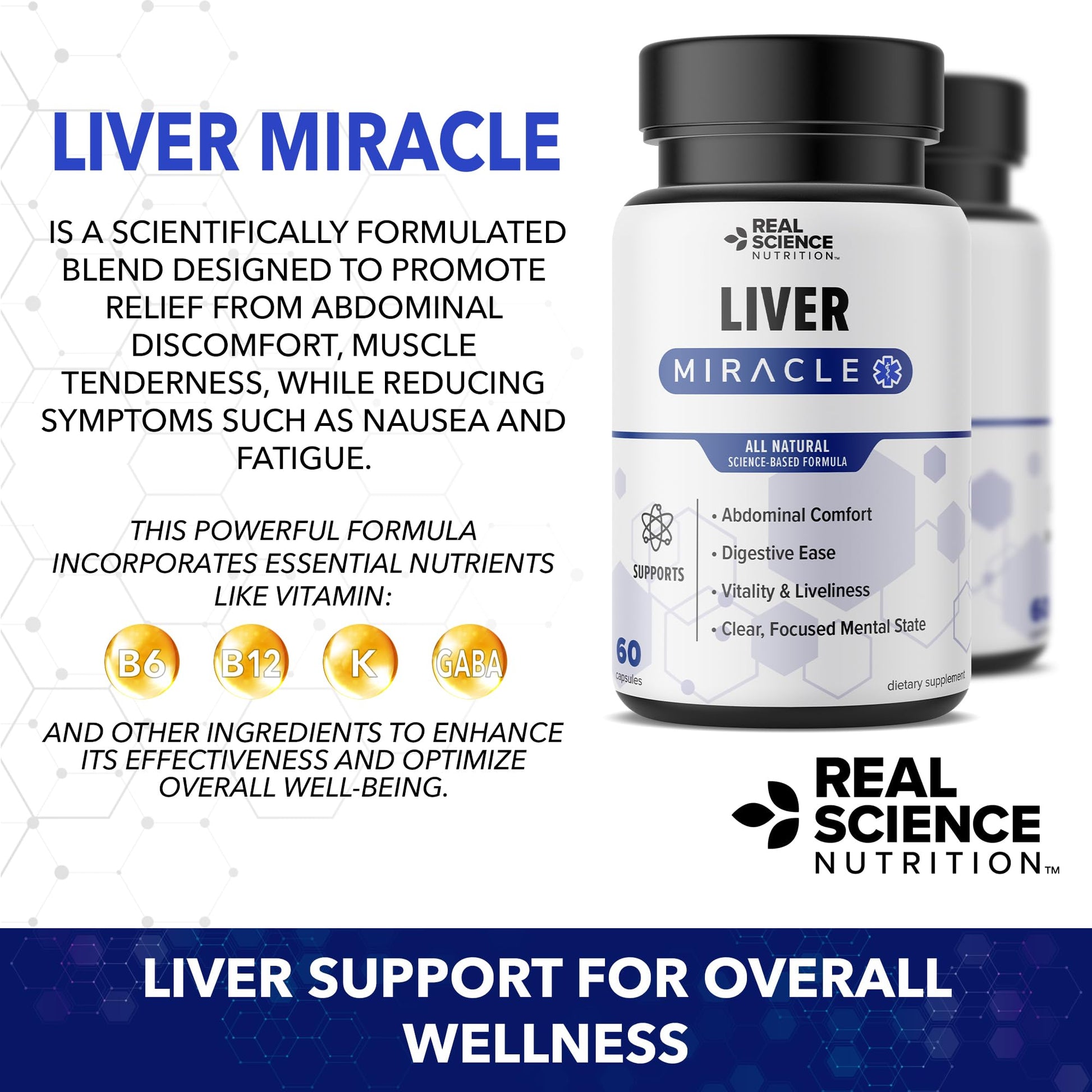 Real Science Nutrition Offers Liver Miracle, Alleviating Symptoms of Abdominal Discomfort, Boosting Energy Levels, Enhancing Mental Clarity, & Overall Vitality Real Science NutritionAu supplements