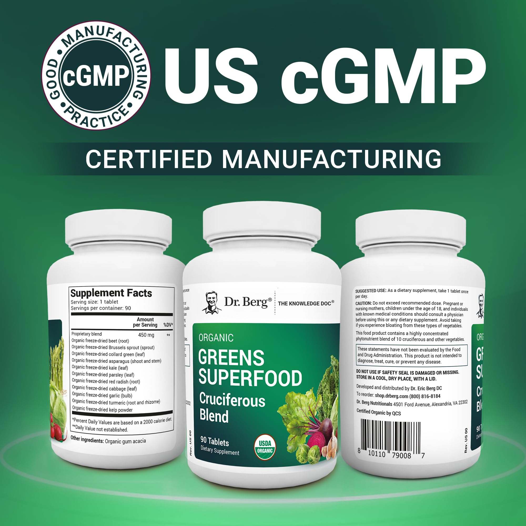 Dr. Berg's Greens Superfood Cruciferous Vegetable Tablets - Vegetable Supplements for Adults w/ 11 Phytonutrient Super Greens - Energy, Immune System & Liver Veggie Tablets - 90 Tablet Dr. Berg NutritionalsAu supplements