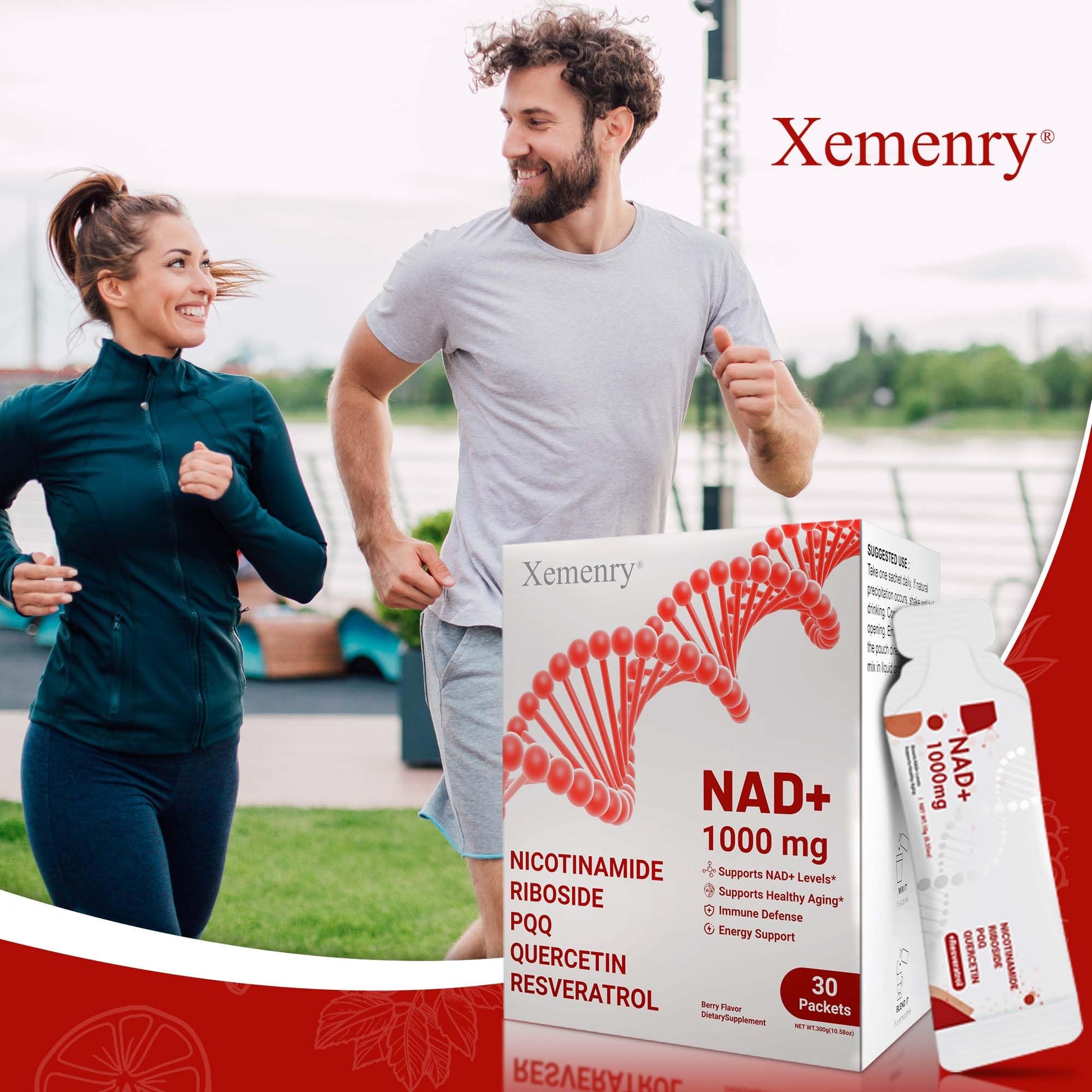 NAD Supplement 1000mg Liquid - Nicotinamide Riboside Resveratrol Supplements for Men & Women - NMN Alternative for Enhanced Energy & Anti-Aging, Focus - 30 Packets XemenryAu supplements