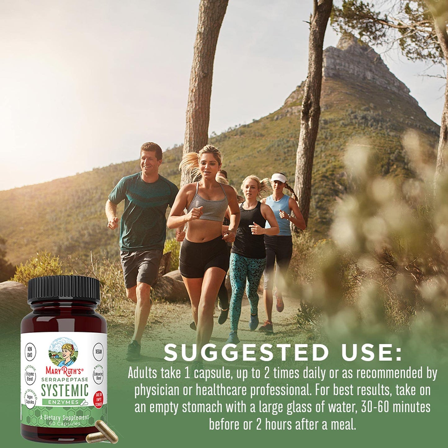 MaryRuth Organics Serrapeptase Enzymes Capsules | Up to 2 Month Supply | Enzyme Supplement for High Potency Sinus Relief Pills| Tissue Health and Cellular Health | Vegan | Gluten Free | 60 Count MARYRUTH'SUS supplements