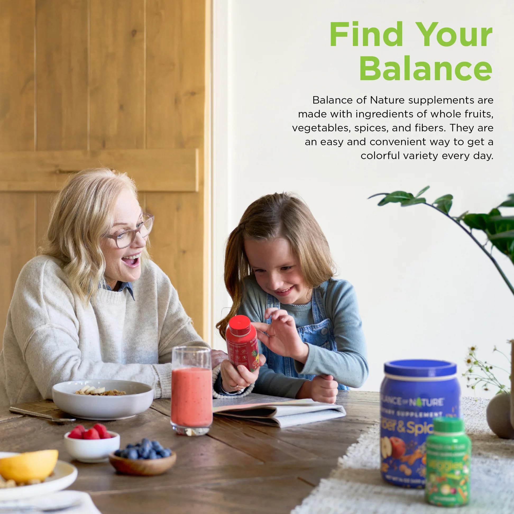 Balance of Nature Whole Health System - Whole Food Fruits & Veggies and Fiber & Spice Supplements - 30 Servings Each Balance of NatureAu supplements