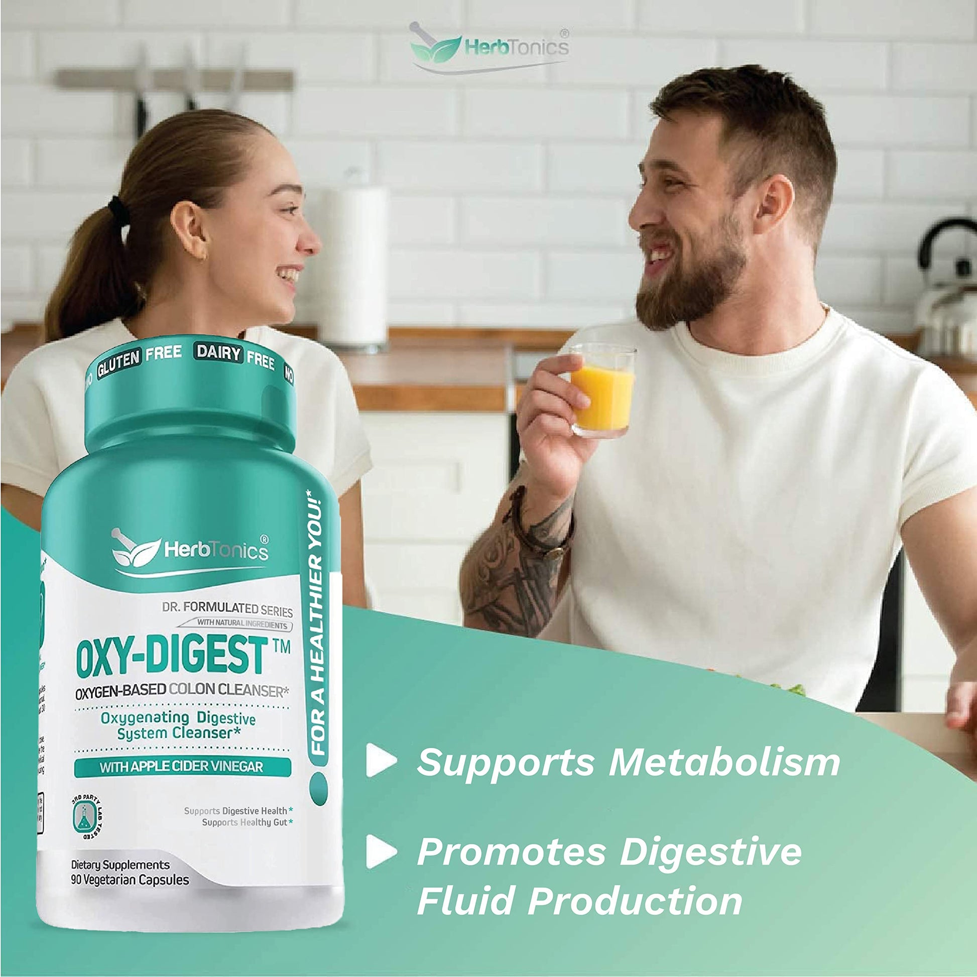 Herbtonics Oxygen Based Colon Cleanse and Detox Digestive System Formula | with Apple HerbtonicsAu supplements