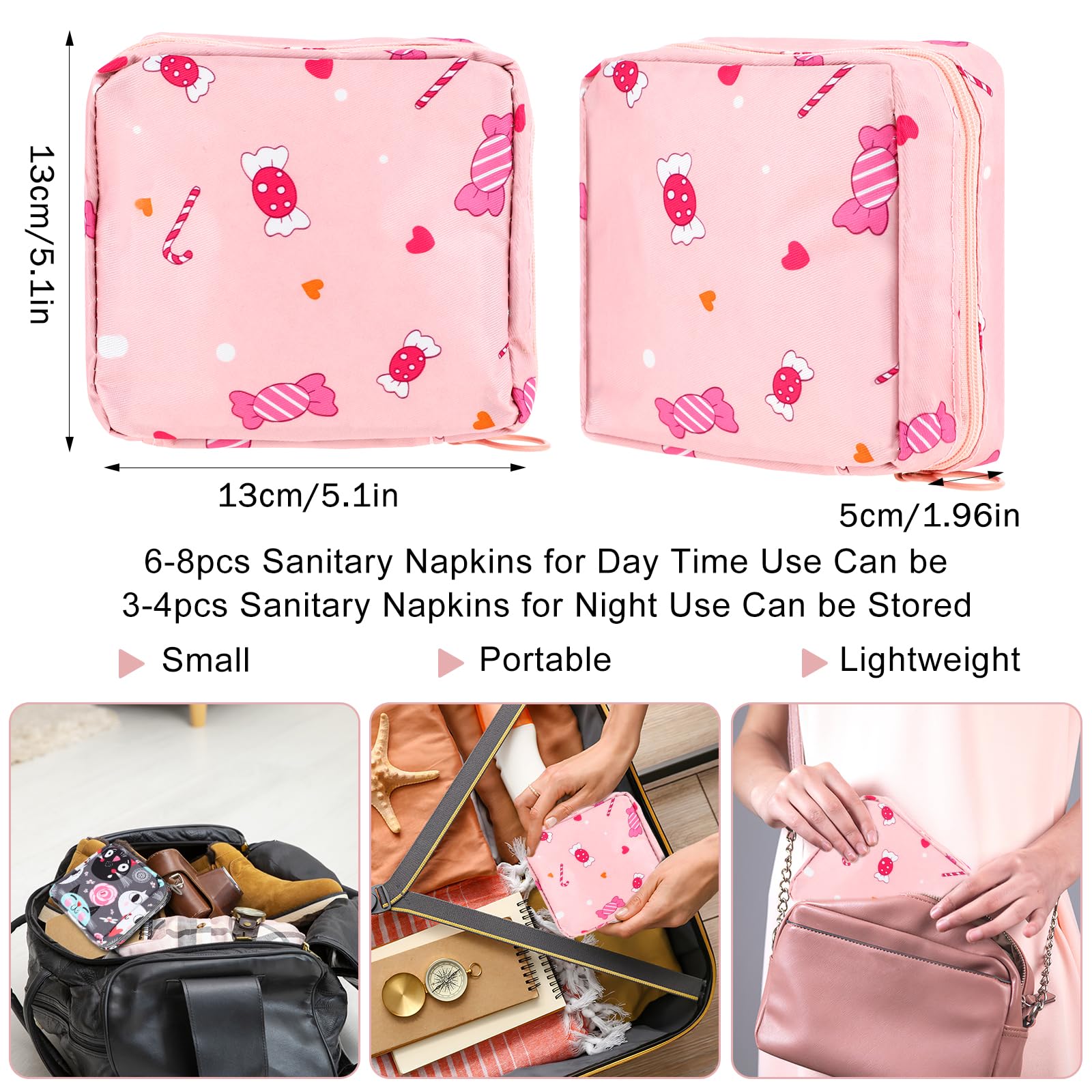 Abeillo 2Pcs Period Bag with Heart Carbiner, Sanitary Pad Storage Bag Samll Period Pouch AbeilloAu supplements