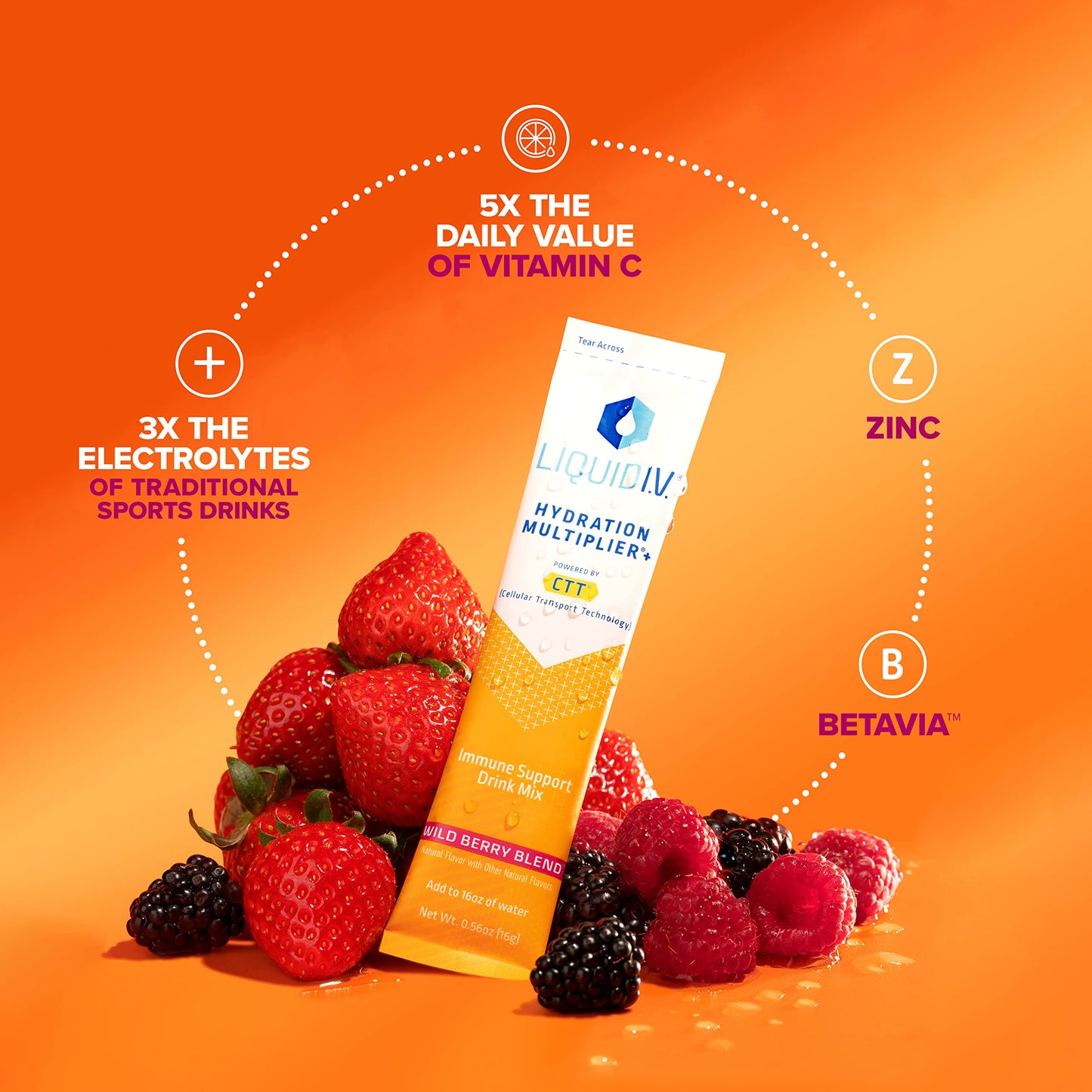 Liquid I.V. Hydration Multiplier + Immune Support -Wild Berry Blend - Hydration Powder Liquid I.V.US supplements