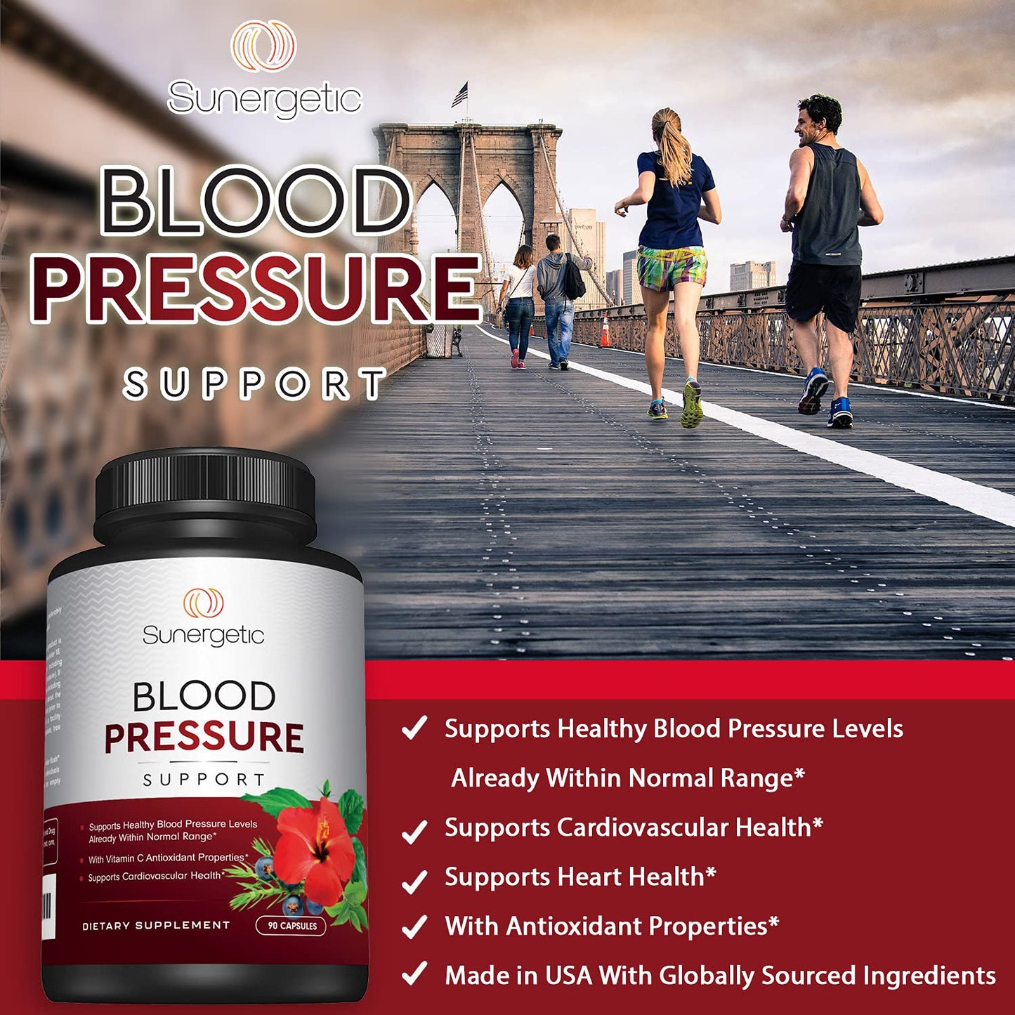 Premium Blood Pressure Support Supplement For Cardiovascular & Heart Health with Garlic SunergeticUS supplements