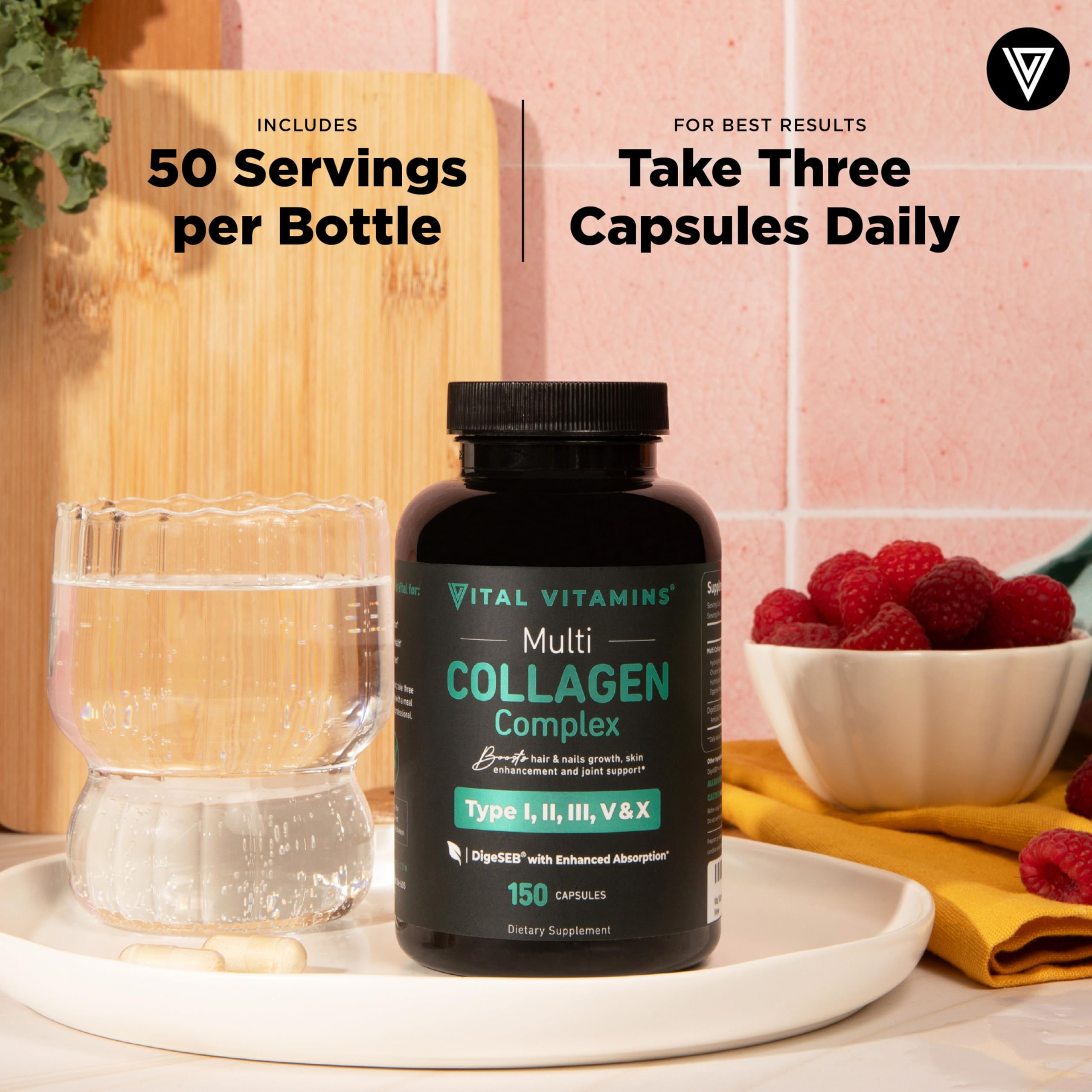 Vital Vitamins Multi Collagen Capsules - Type I, II, III, V, X - Grass-Fed, Collagen Peptides Supplements, Non-GMO - for Men & Women - 150 Count Vital VitaminsAu supplements