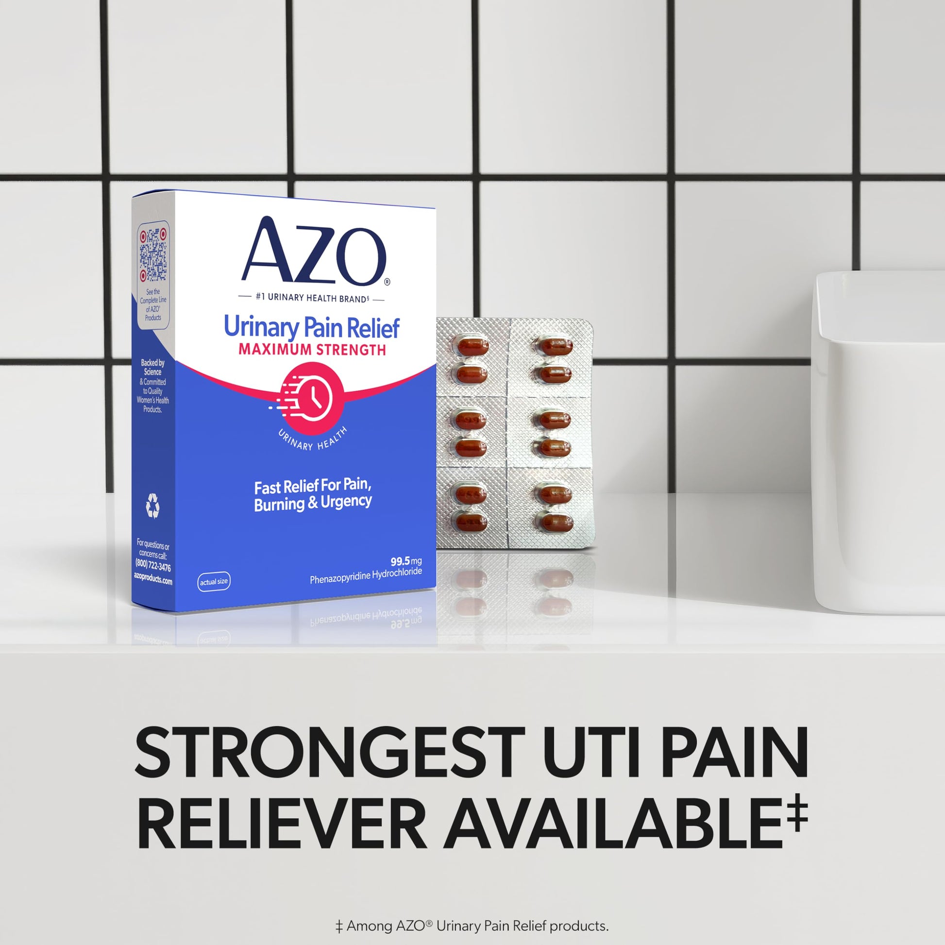 AZO Urinary Pain Relief Maximum Strength, Fast relief of UTI Pain, Burning & Urgency, Targets Source of Pain, #1 Most Trusted Brand, 24 Tablets AZOAu supplements
