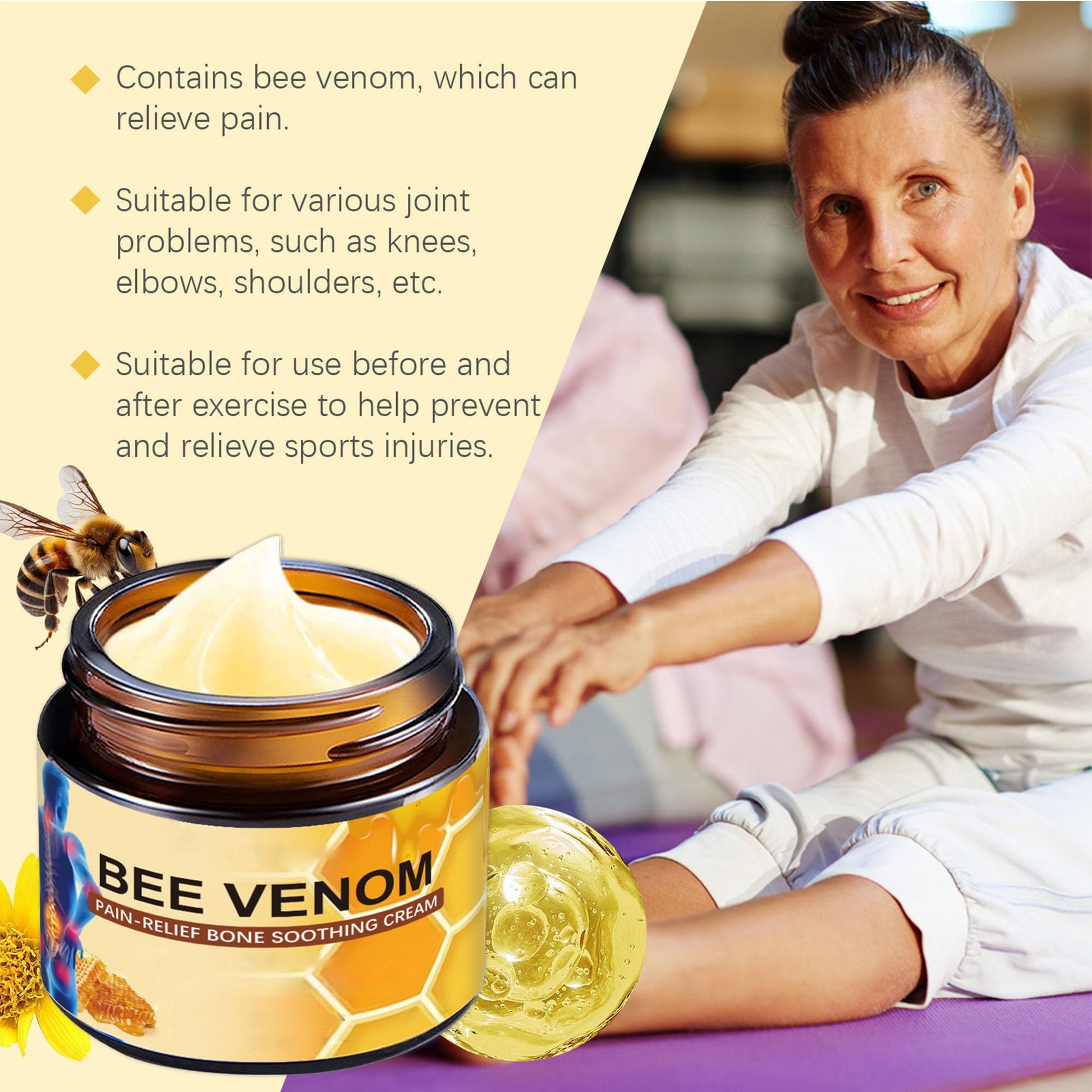 Liwoci Bee Venom Cream-Suitable for Neck, Waist, Back, Hands, Feet and Leg Joint Pain Care LiwociAu supplements