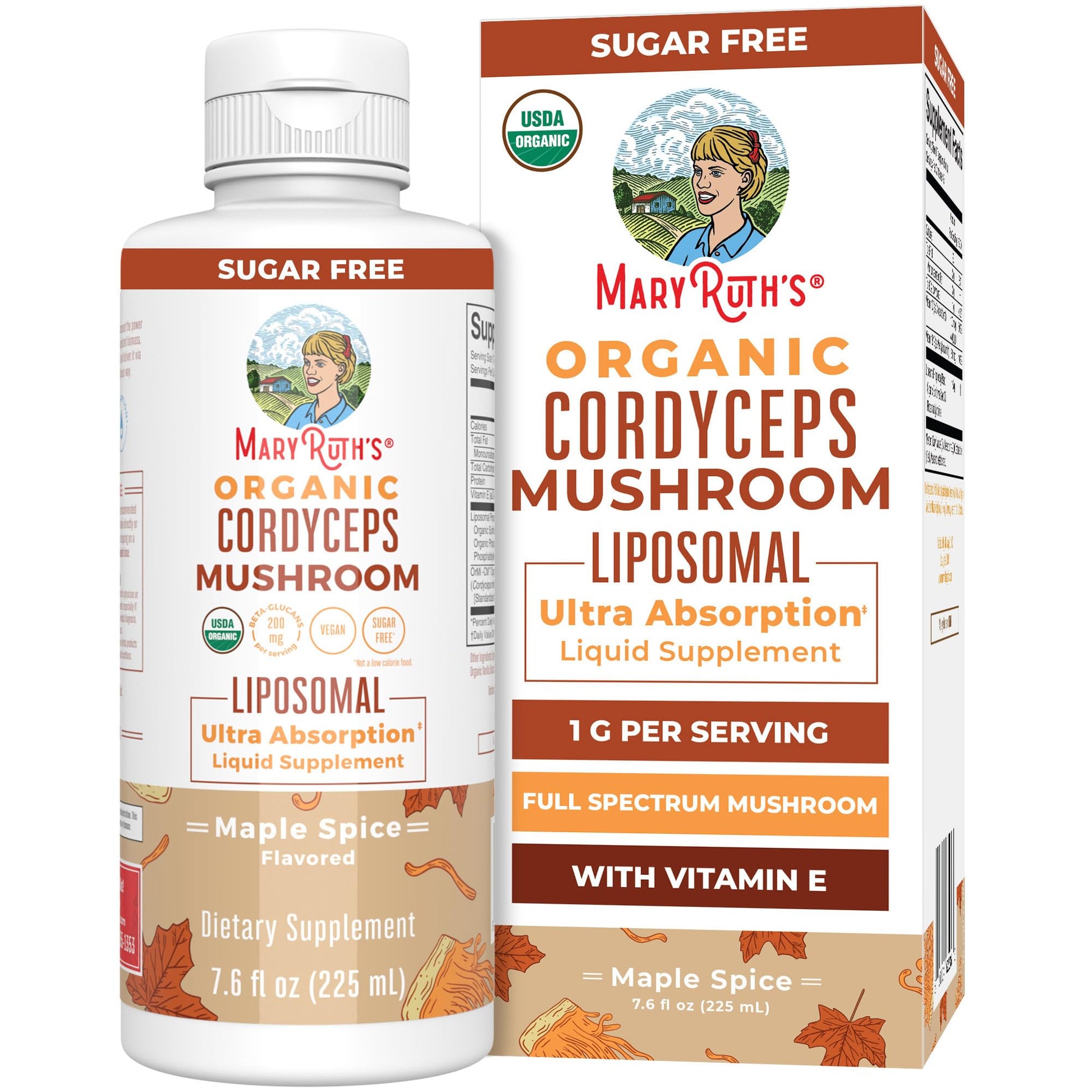 MaryRuth Organics Cordyceps Mushroom Supplement | Ultra Absorption Liposomal | Full Spectrum Mushroom | 200mg Beta-Glucans Per Serving | USDA Organic | Vegan | 7.6 oz | 15 Servings MARYRUTH'SUS supplements