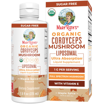 MaryRuth Organics Cordyceps Mushroom Supplement | Ultra Absorption Liposomal | Full Spectrum Mushroom | 200mg Beta-Glucans Per Serving | USDA Organic | Vegan | 7.6 oz | 15 Servings MARYRUTH'SUS supplements