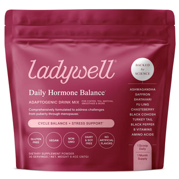 Ladywell Daily Hormone Balance Powder | Natural Cycle Support for Women | Supports Mood, Bloating, Cramps, Skin Health & Cravings with Chasteberry, B Vitamins, Ashwagandha, Saffron + | 30 Servings LadywellAu supplements