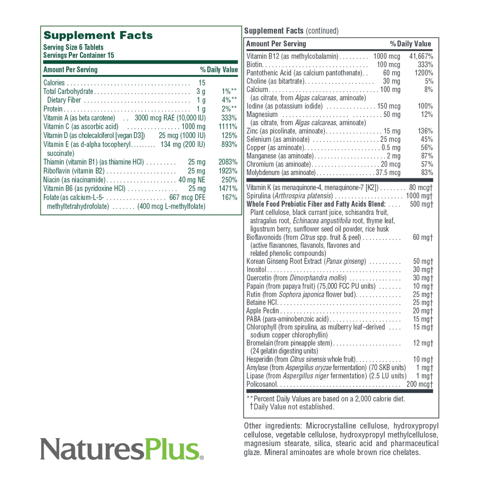 NaturesPlus Source of Life Mini-Tabs No Iron - 90 Vegetarian Mini Tablets - Easy to Swallow Natural Whole Food Multivitamin & Mineral Supplement for Health & Energy - 15 Servings NaturesPlusAu supplements
