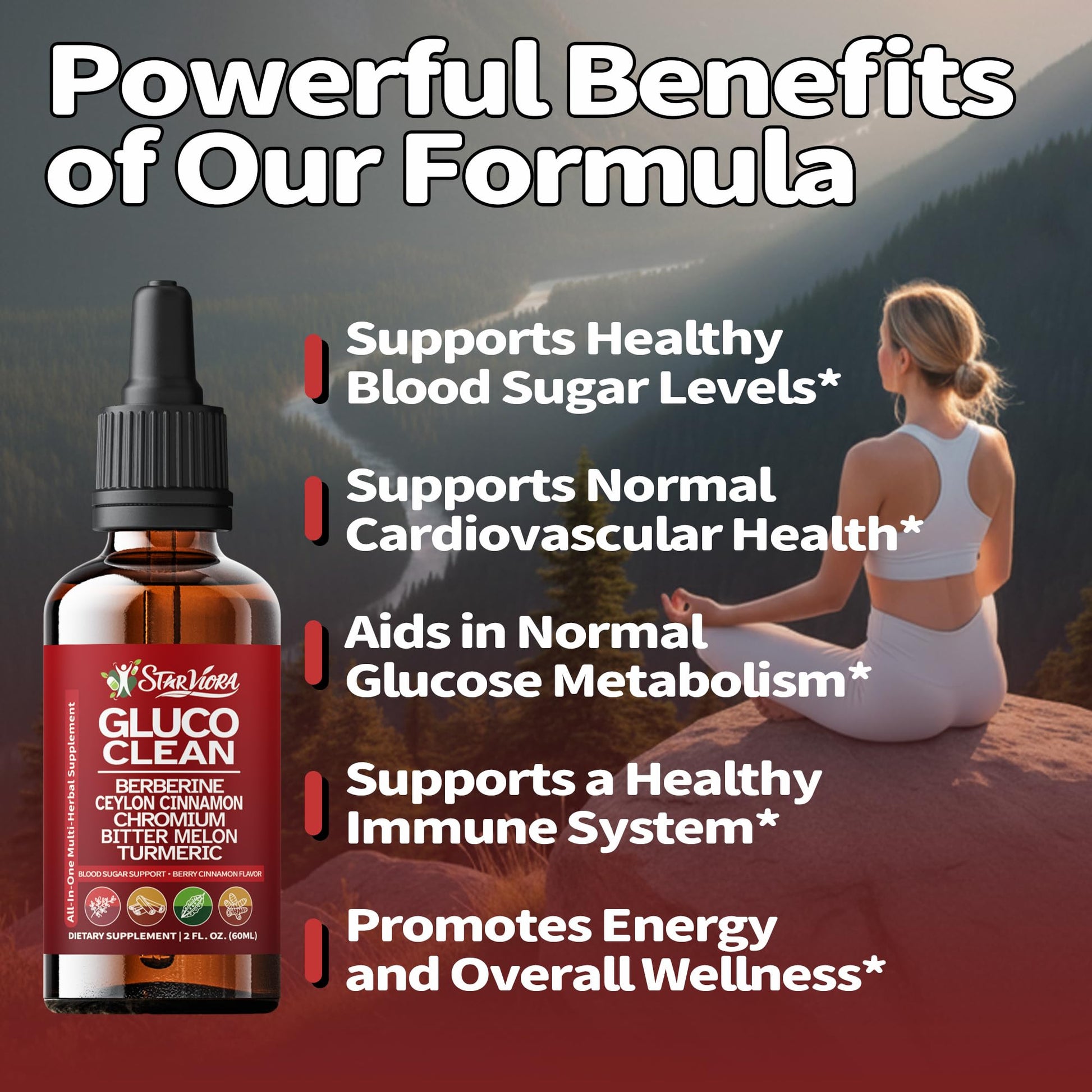 StarViora Gluco Clean Sugar-Free Herbal Blend with Berberine & Chromium, Bitter Melon, Ginseng and Alpha Lipoic Acid for Daily Wellness StarVioraAu supplements