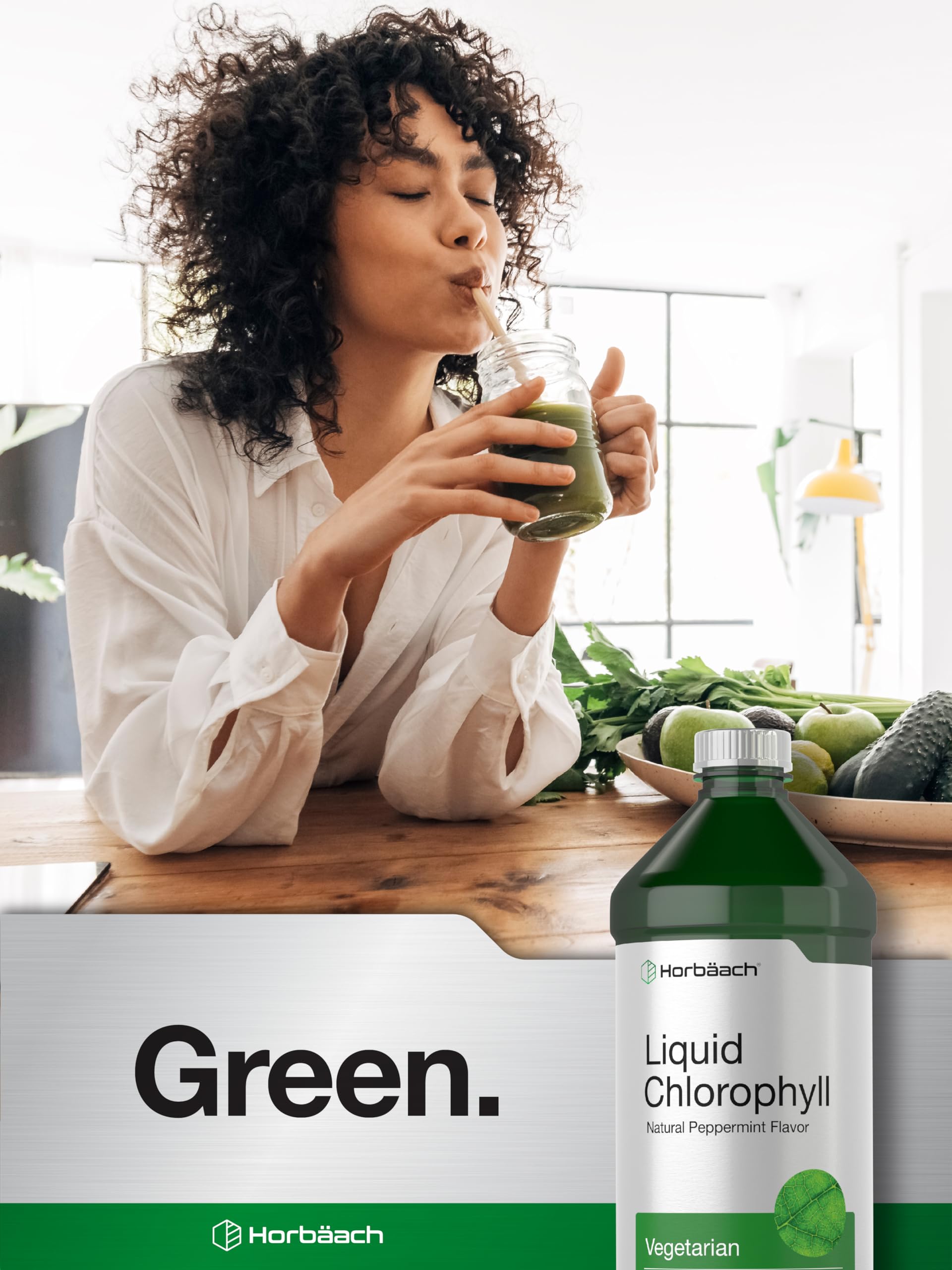 Chlorophyll Liquid Drops 100mg | 32 oz (2 x 16 oz Bottles) | Natural Peppermint Flavor HorbäachAu supplements