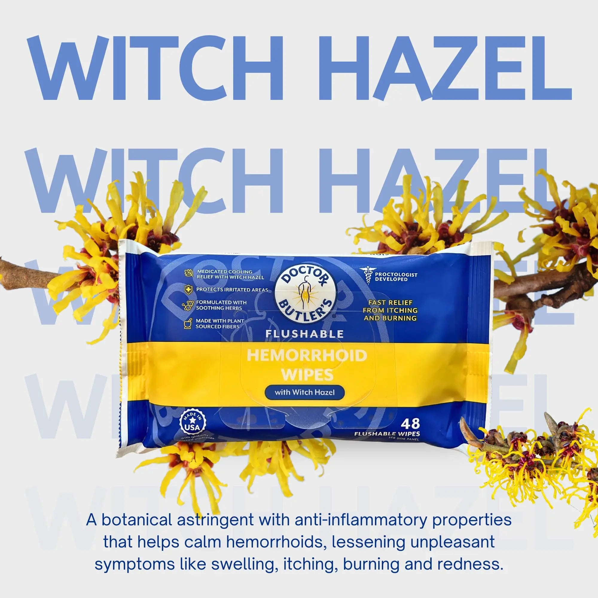 Doctor Butler's Flushable Hemorrhoid Wipes – Flushable Wipes with Witch Hazel to Soothe and Bring Relief from Discomfort Associated with Hemorrhoids (48 Wipes) Doctor Butler'sAu supplements