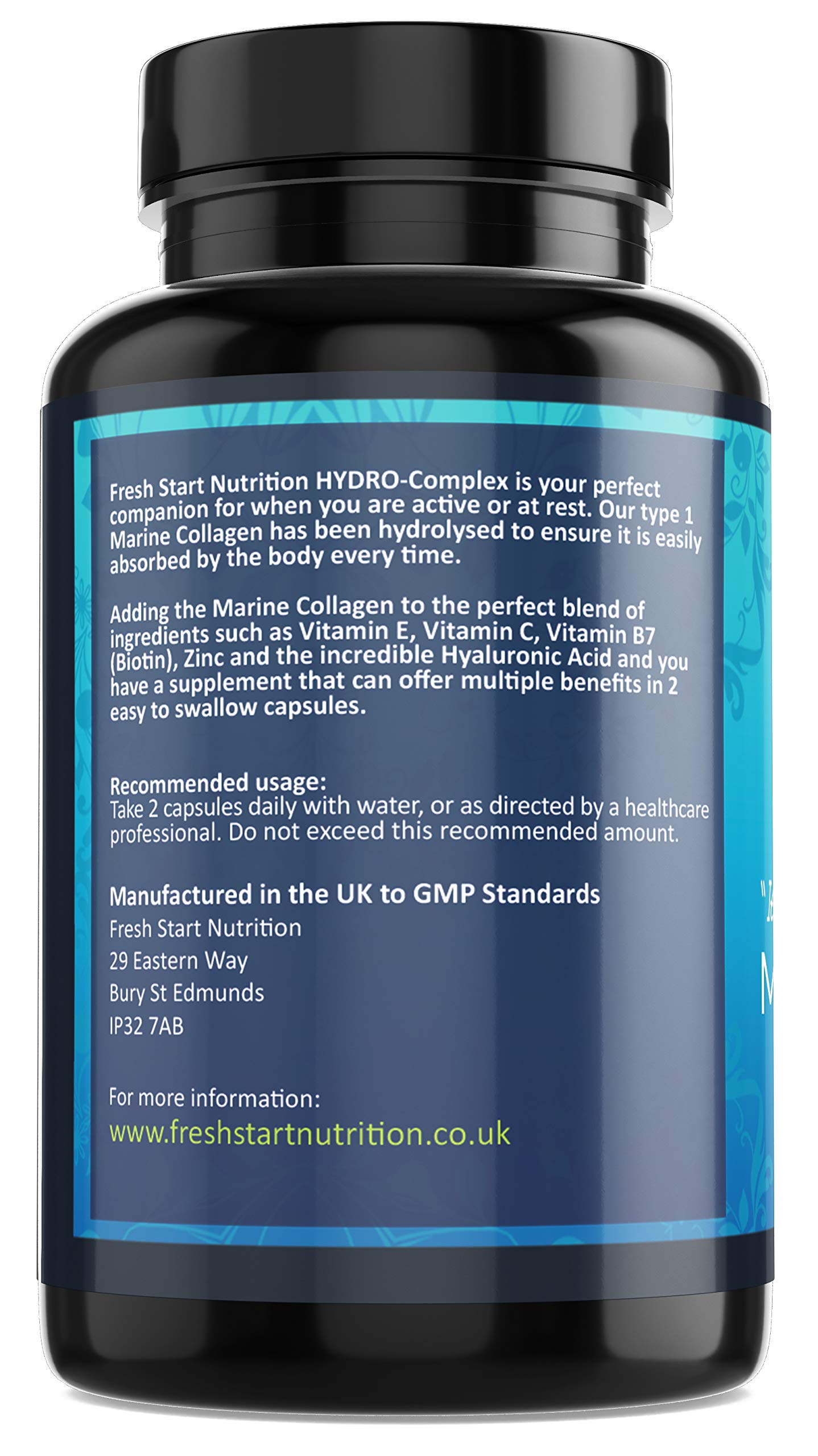 Marine Collagen Tablets 1000mg - 90 Premium Type 1 Hydrolysed Collagen Capsules with Hyaluronic Acid Fresh Start NutritionUS supplements