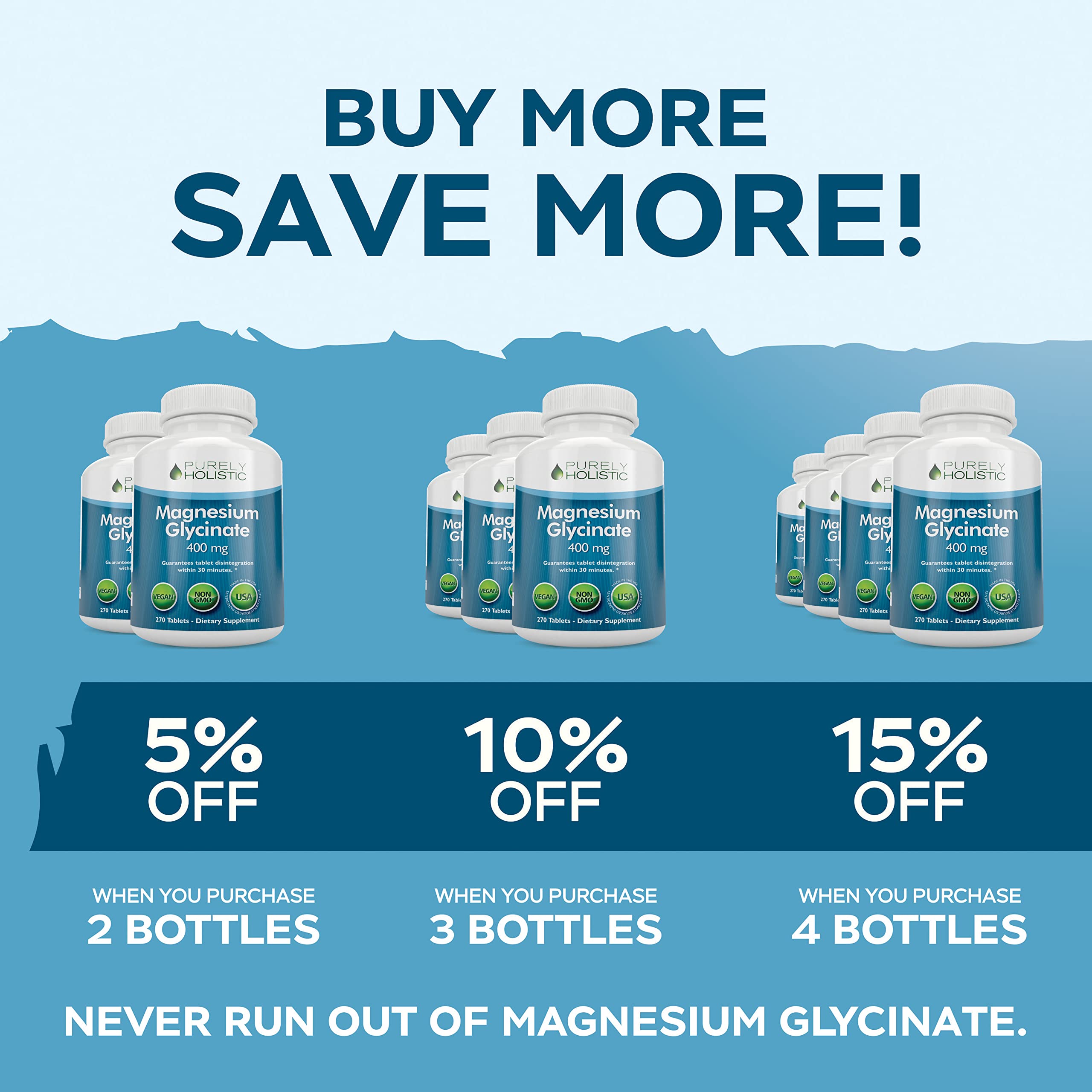 Magnesium Glycinate 400mg - 270 Magnesium Tablets (not Capsules) - 400 mg Elemental Magnesium - Highly Bioavailable - Vegan and Vegetarian - for Improved Sleep, Stress Relief & Cramp Defense Purely HolisticAu supplements