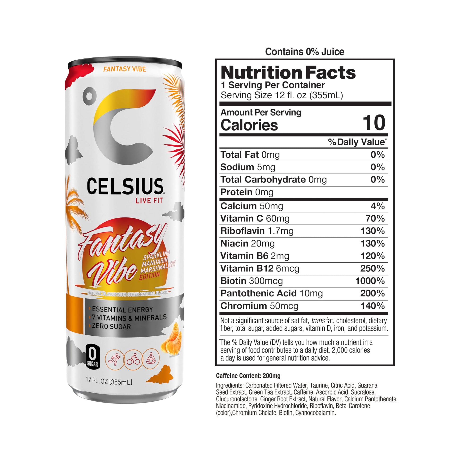 CELSIUS Sparkling Fantasy Vibe, Functional Essential Energy Drink, 12 Fl Oz (Pack of 12) CELSIUSUS supplements