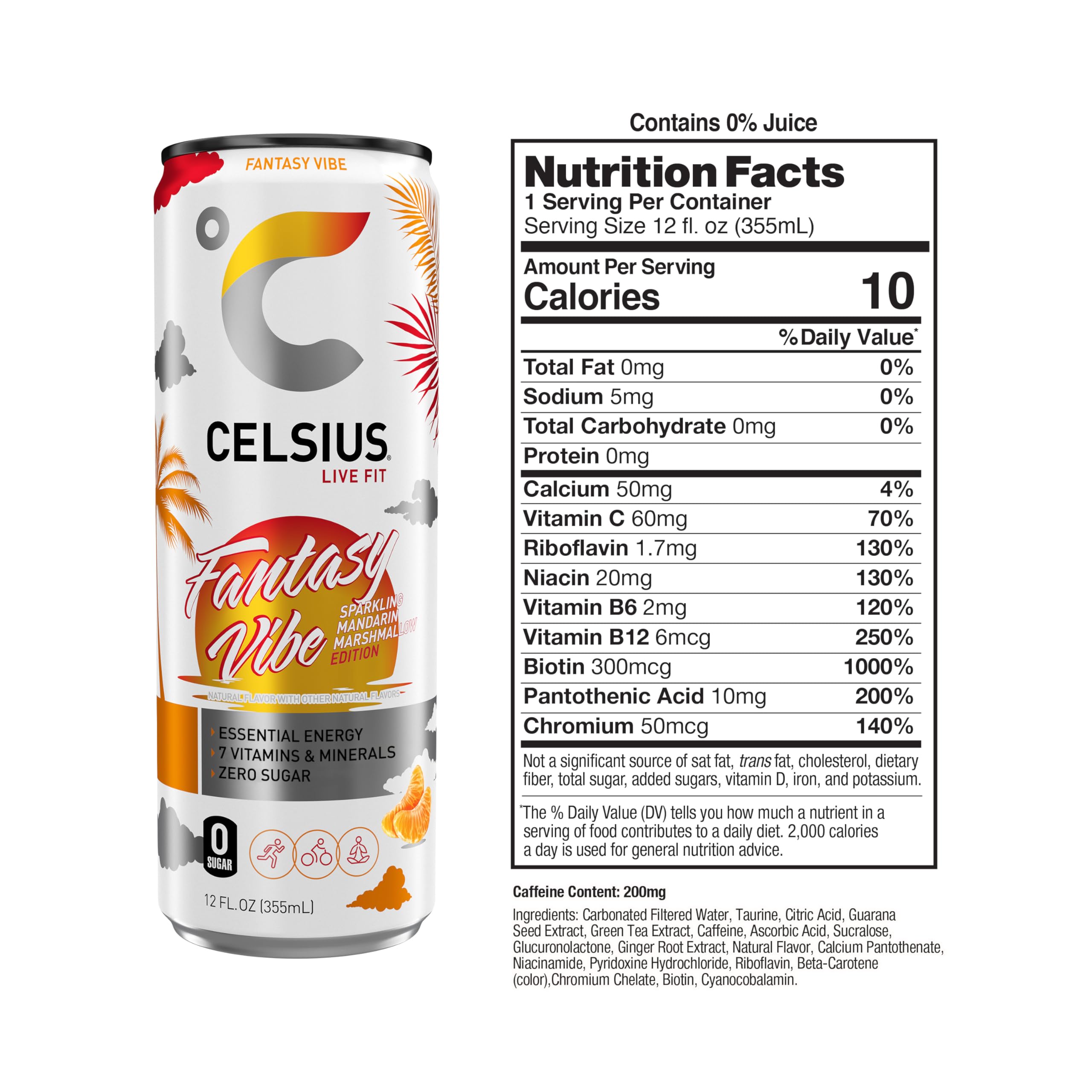 CELSIUS Sparkling Fantasy Vibe, Functional Essential Energy Drink, 12 Fl Oz (Pack of 12) CELSIUSUS supplements