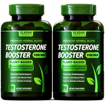 Testosterone Booster Supplement for Men - Male Enhancing Test Boost - Ashwagandha, L-Arginine, Tongkat Ali, Tribulus + More - Workout, Build Muscle, Strength, Energy & Performance - 2 Month Supply SLADAK NATURALS ㅤAu supplements