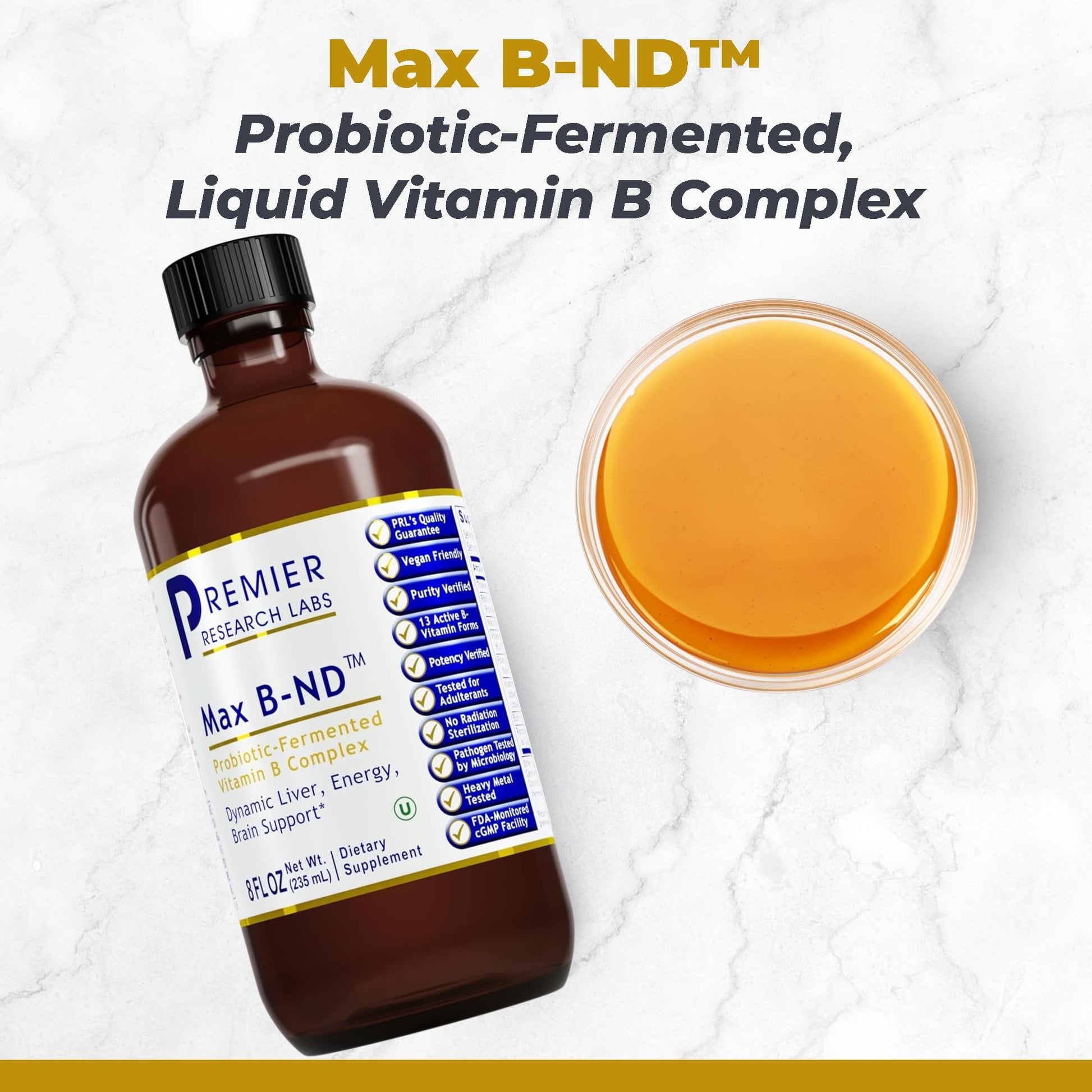 Premier Research Labs Max B-ND - Liquid Vitamin B Complex for Liver & Brain Health, Sublingual Drops for Men & Women with Thiamin, B12 & B6-8 Fl Oz Bottle Premier Research LabsAu supplements