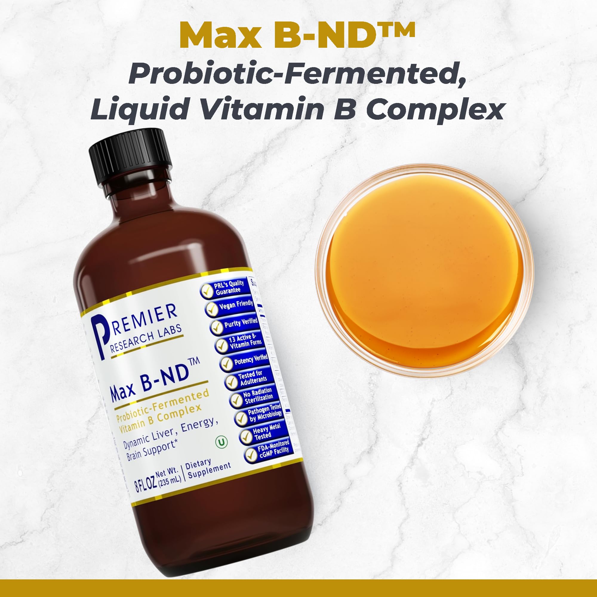 Premier Research Labs Max B-ND - Liquid Vitamin B Complex for Liver & Brain Health, Sublingual Drops for Men & Women with Thiamin, B12 & B6-8 Fl Oz Bottle Premier Research LabsAu supplements