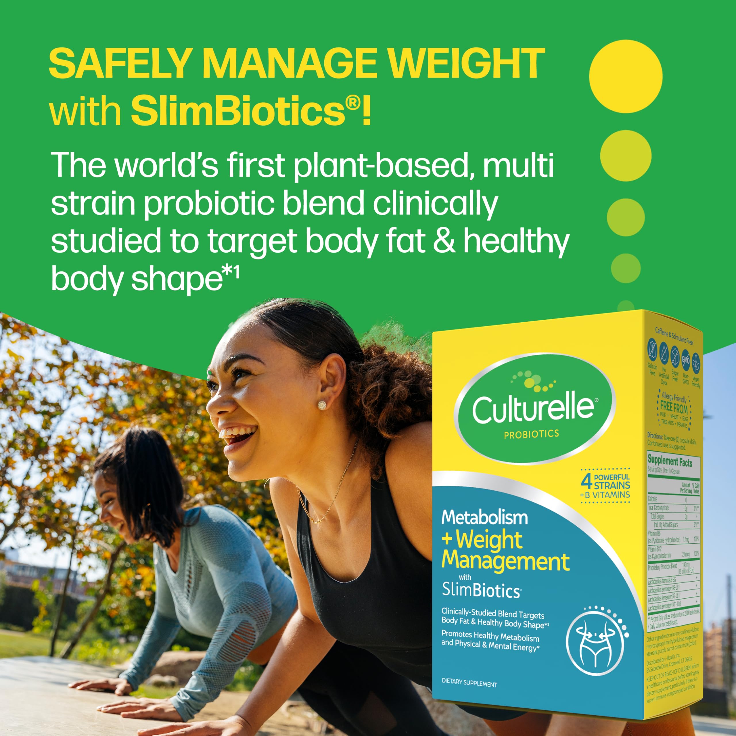 Culturelle Metabolism + Weight Management with SlimBiotics® Probiotic Capsules – 30 Count – Helps Safely Manage Weight - Promotes Healthy Metabolism and Physical & Mental Energy CulturelleAu supplements