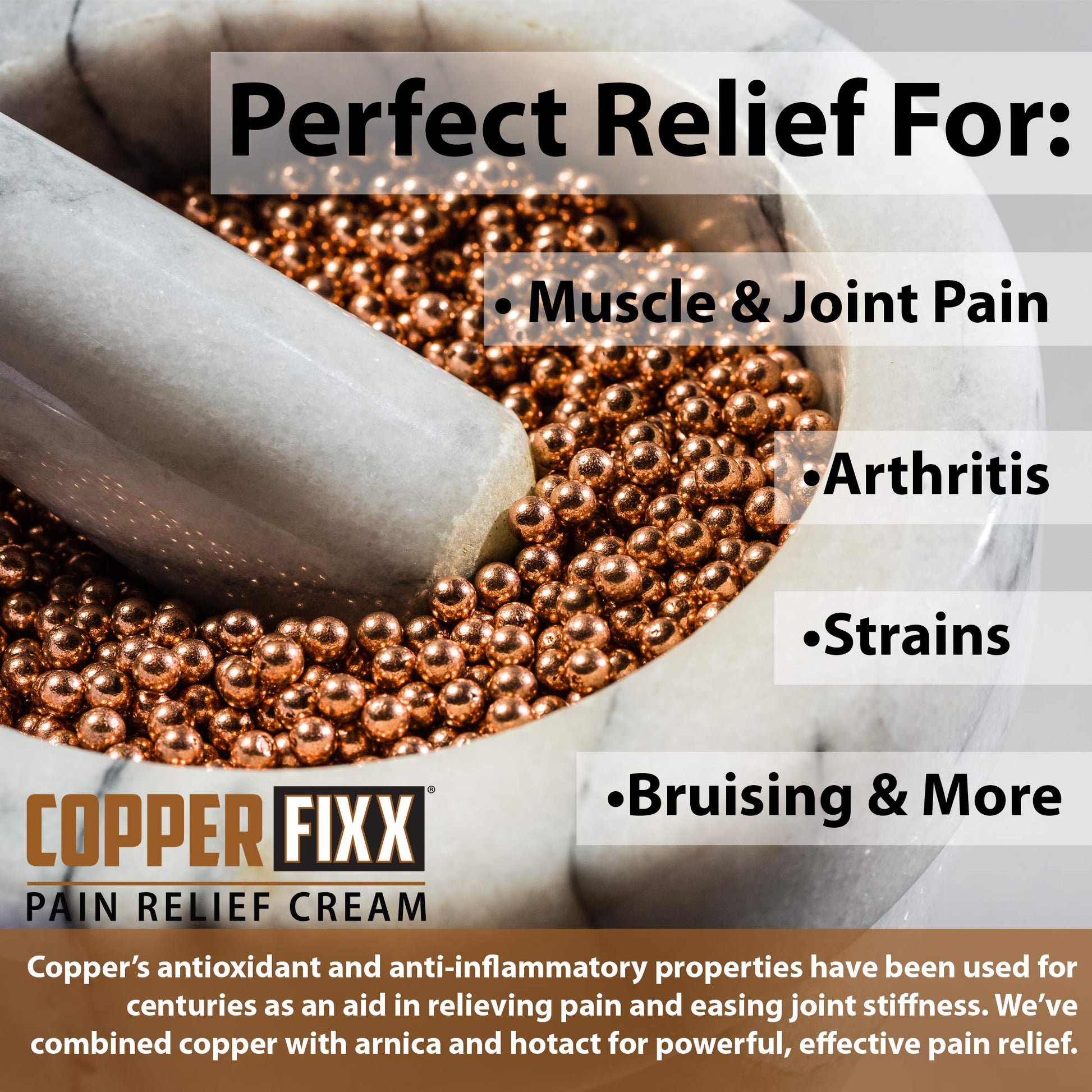 CopperFixx Pain Relief Cream, 5 Fl Oz Tube Powered by Copper with Heat Technology Arnica for Muscle & Stiffness Joint Inflammation, Knee, Back, Shoulder Arthritis Pain. Fast Acting, CF03028 CopperFixxAu supplements