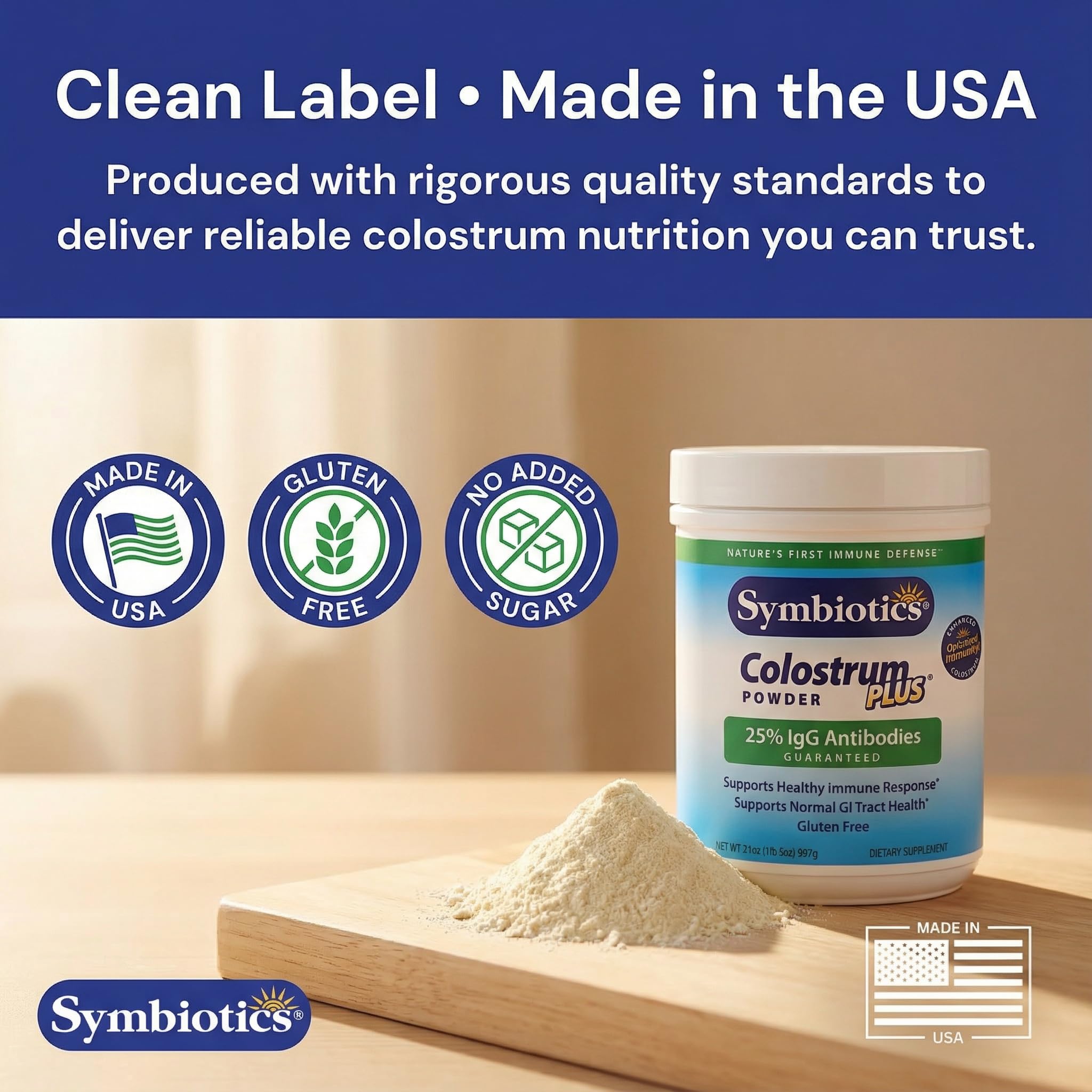 Symbiotics Colostrum Plus Powder 2.25 oz – Immune & Muscle Recovery Support, 25% IgG Immunoglobulins, Gut Health & Training Resilience, Unflavored, Gluten Free - 2.25 oz SymbioticsAu supplements