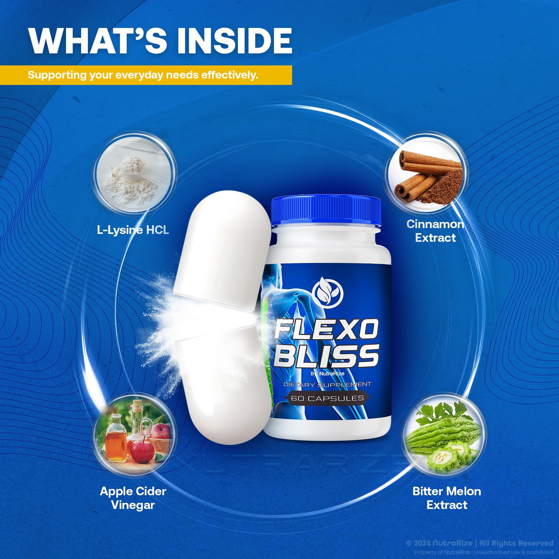 NutraRize Flexo Bliss, FlexoBliss Joint Health Support, All-Natural Supplement to Support Flexibility and Full Range of Motion, Official Flexo Bliss Reviews (60 Capsules) NutraRizeAu supplements