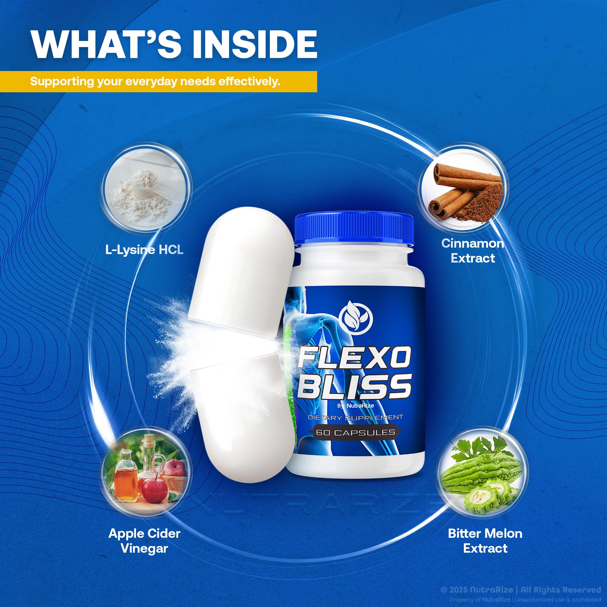 NutraRize Flexo Bliss, FlexoBliss Joint Health Support, All-Natural Supplement to Support Flexibility and Full Range of Motion, Official Flexo Bliss Reviews (60 Capsules) NutraRizeAu supplements