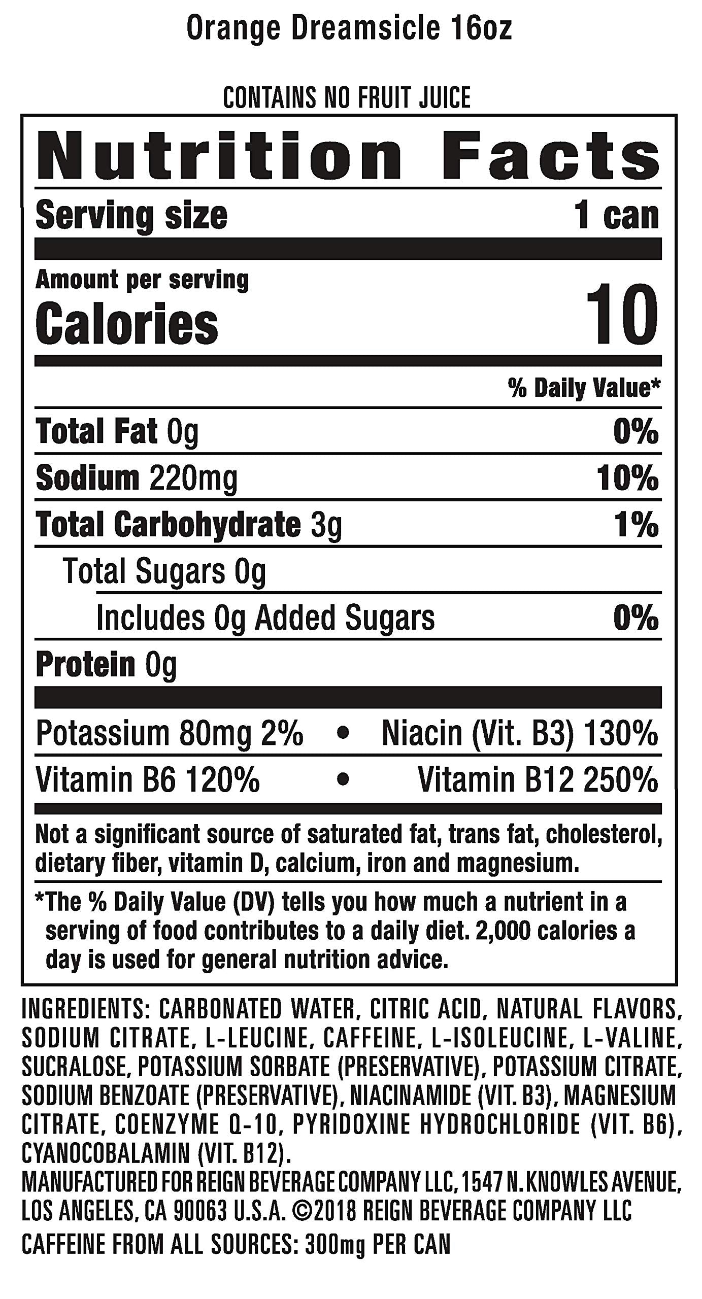 Reign Total Body Fuel, Orange Dreamsicle, Fitness & Performance Drink, 16 Fl Oz (Pack of 12) ReignAu supplements