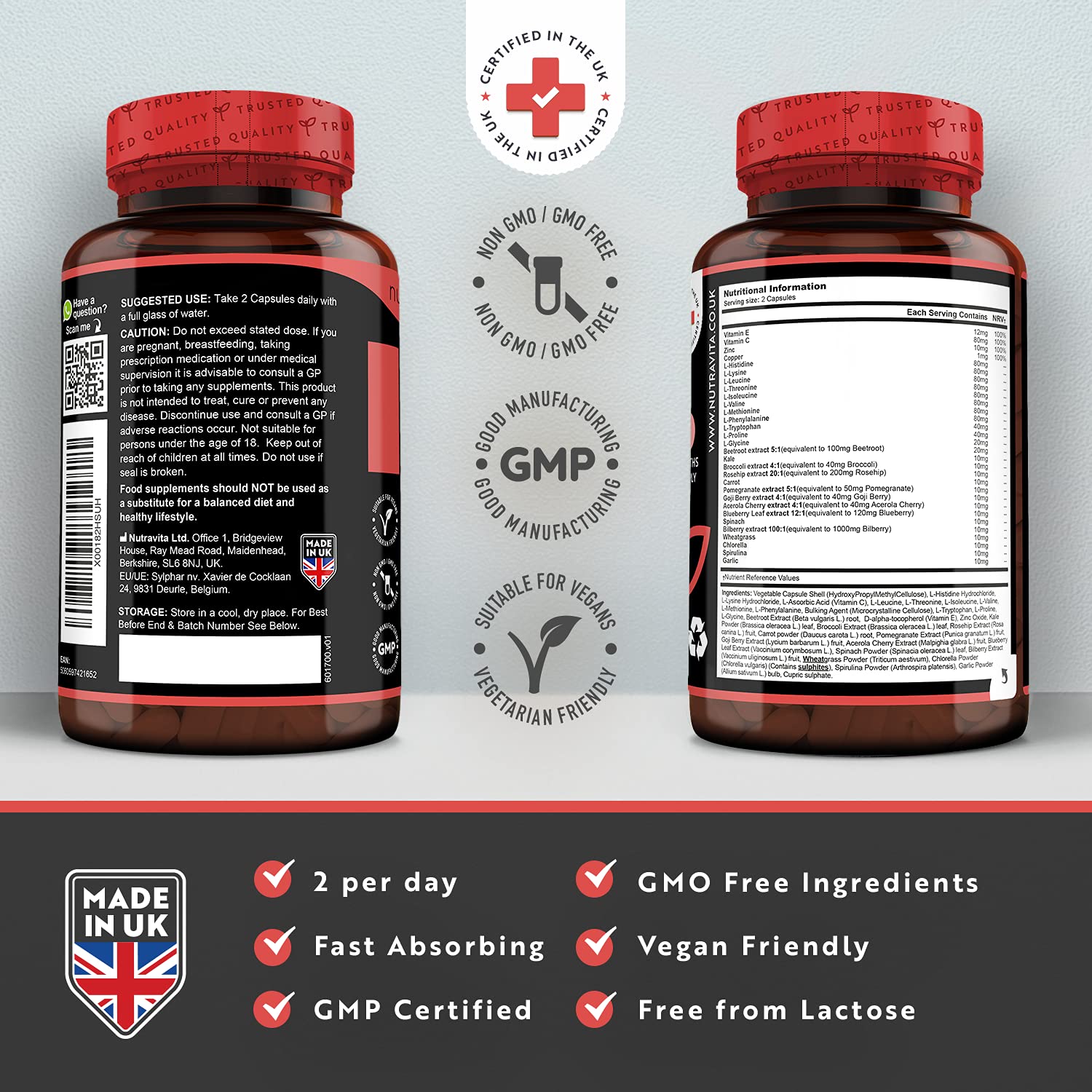 Vegan Collagen 1000mg Advanced Superfood Blend - 180 Capsules (3 Month Supply) NutravitaAu supplements
