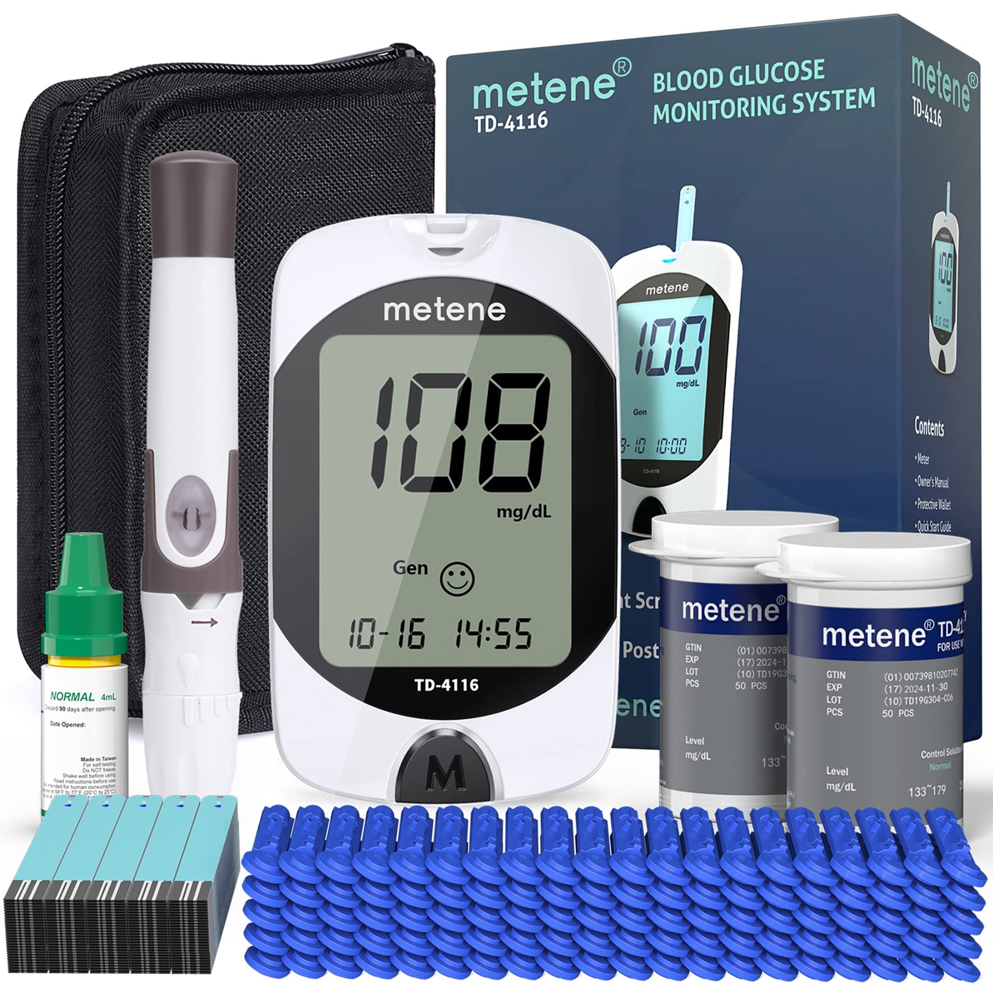 Metene TD-4116 Blood Glucose Monitor Kit, 100 Glucometer Strips MeteneAu supplements