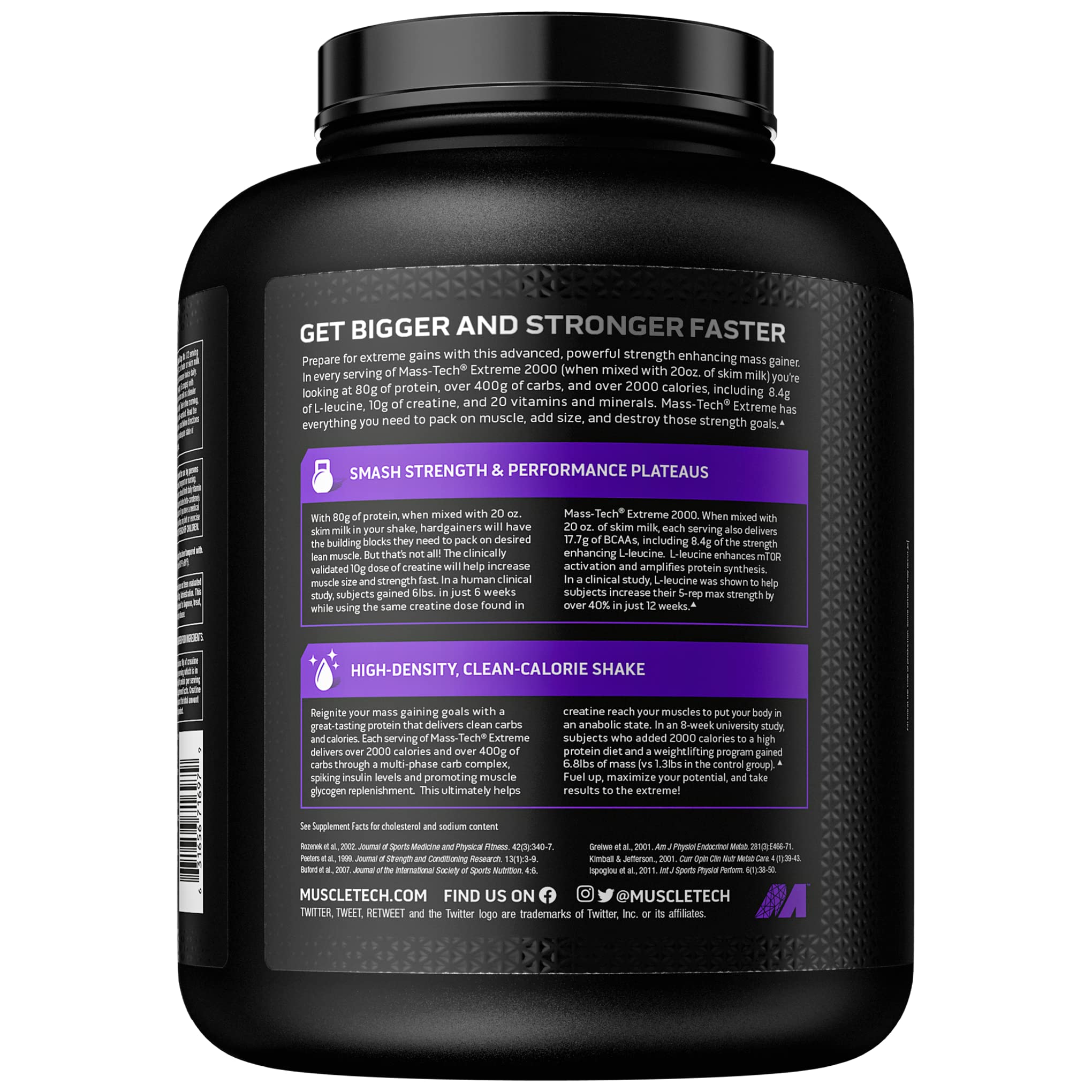 Muscletech Mass Gainer Mass-Tech Extreme 2000, Muscle Builder Whey Protein Powder MuscleTechUS supplements