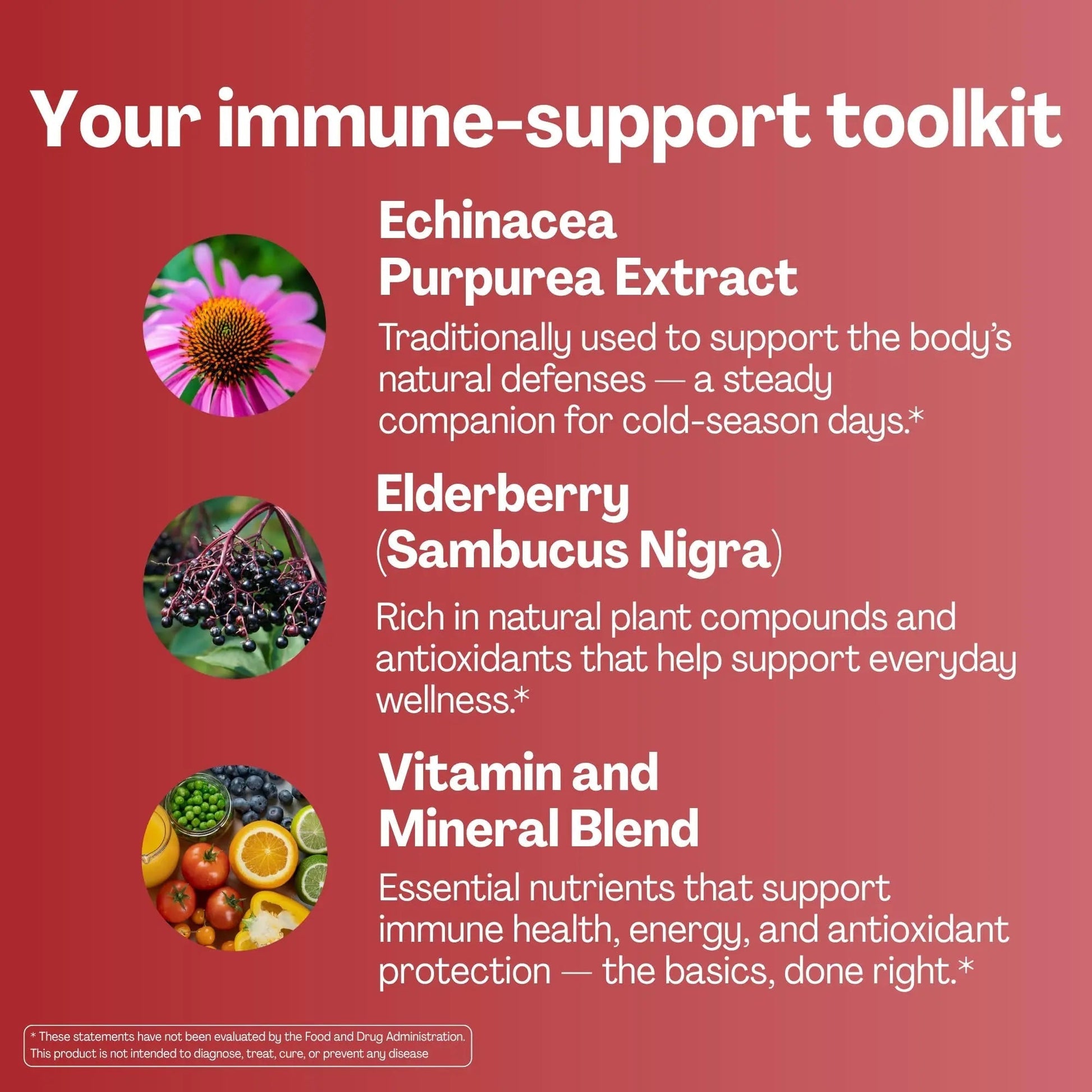 URVI® Immune Support Gummies - Vitamin C, D3 K2, E, Niacin, Zinc & Selenium with Elderberry & Echinacea URVIAu supplements