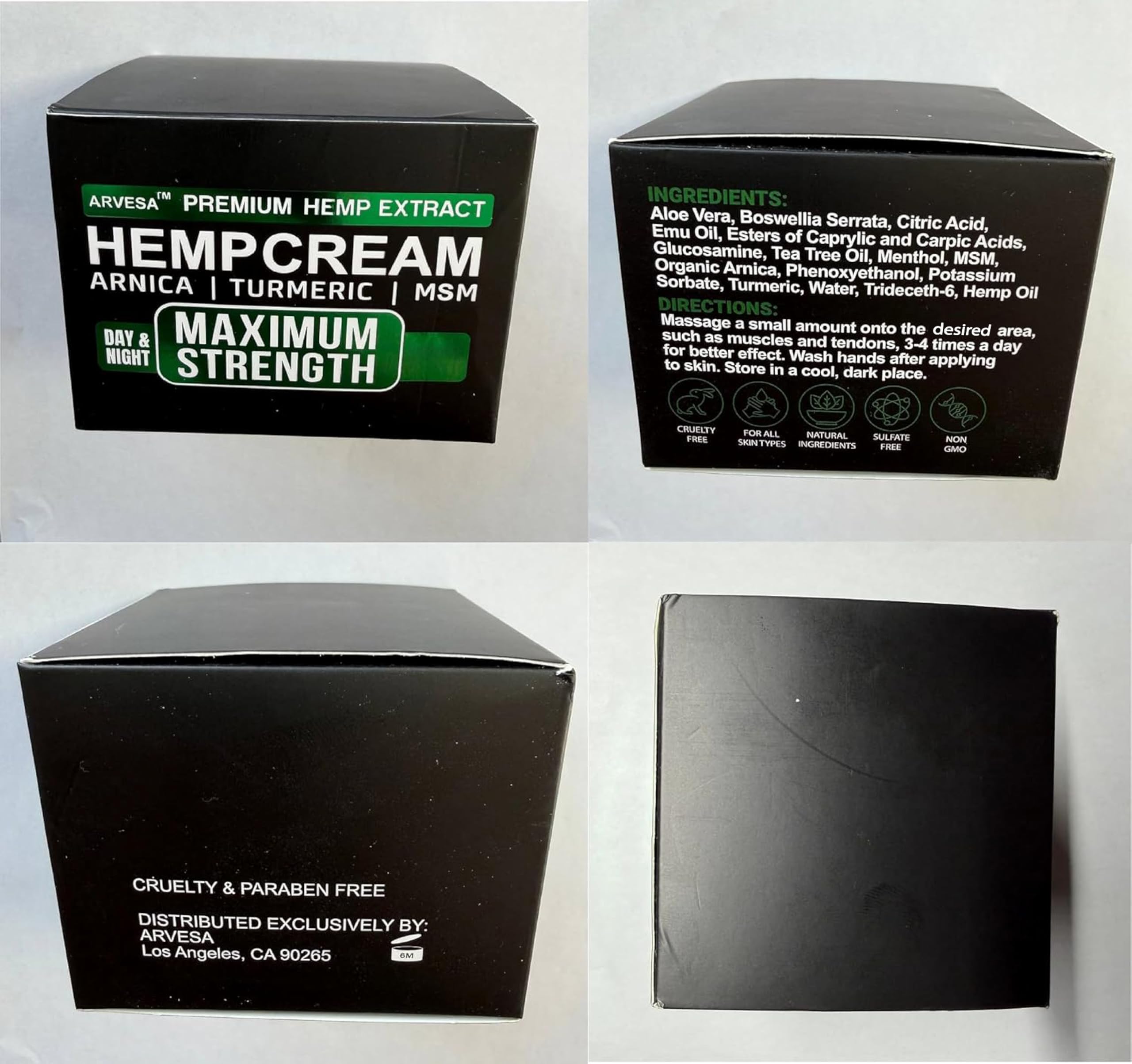 Hemp Cream Maximum Strength with Glucosamine, Arnica, Turmeric, MSM - Natural Hemp Oil Gel Rub - Fast Absorption, Non-Greasy - Advanced Formula - Formulated in USA - 4 FL OZ ArvesaAu supplements