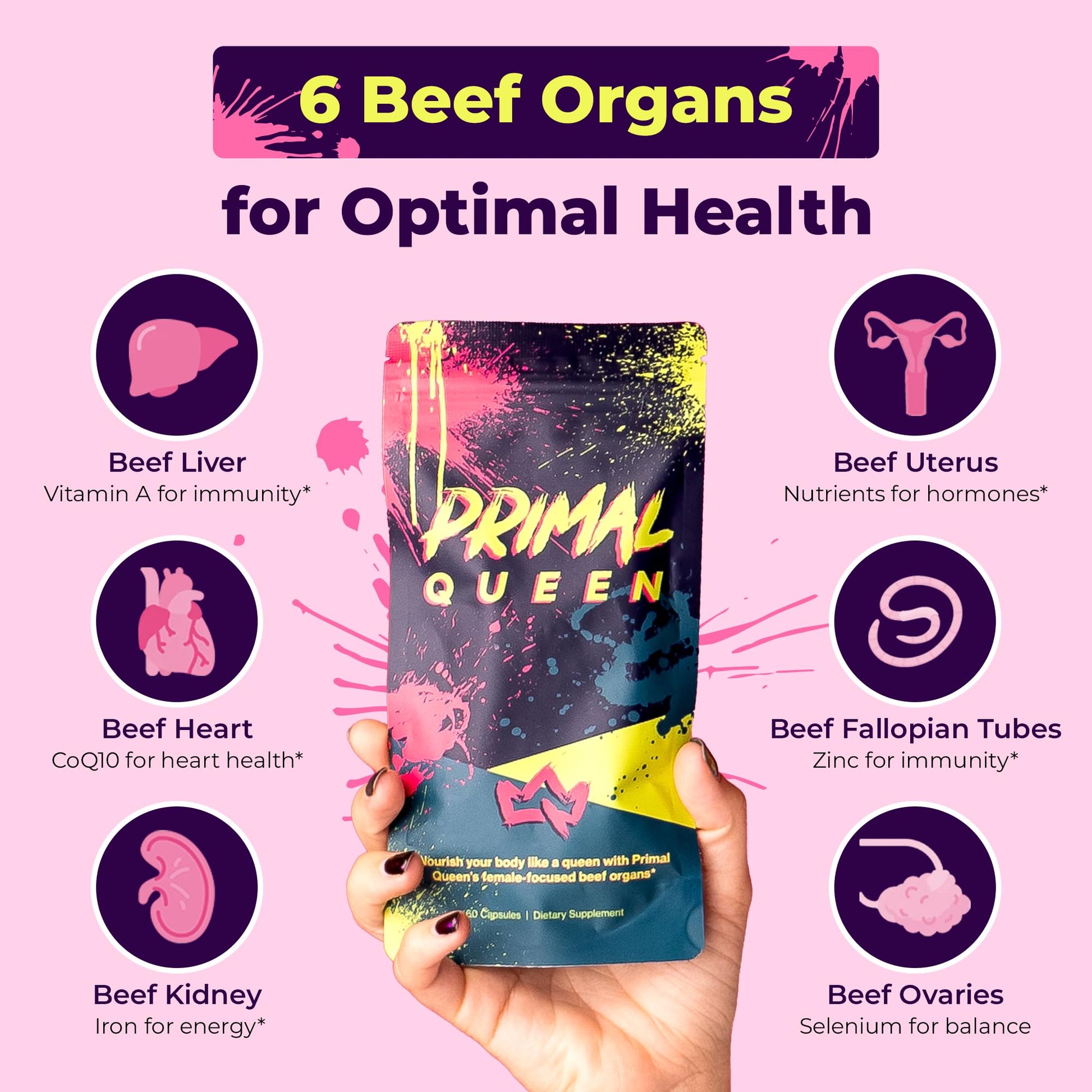 Primal Queen Female-Optimized Beef Organ Superfood Supplement (Beef Liver, Kidney, Heart, & 3 More) - 100% Grass Fed, Pasture Raised - 3rd Party & Clinically Tested Primal QueenAu supplements
