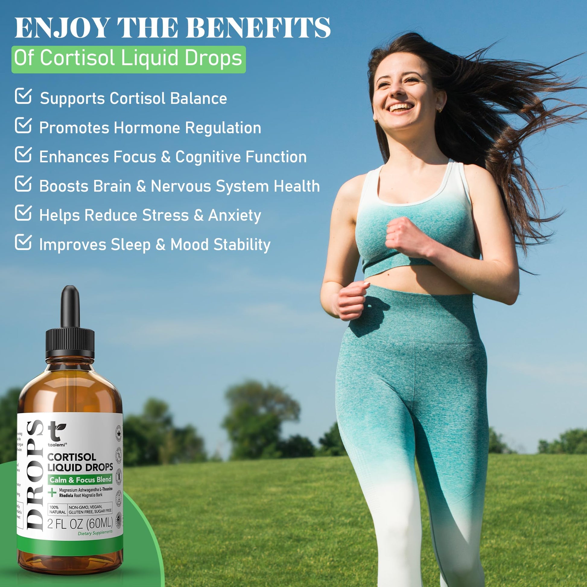 Cortisol Manager Drops with Magnesium & Ashwagandha - Advanced Liquid Blend for Relaxation, Supports Restful Sleep, Fast-Absorbing Liquid, Non-GMO, 2 Fl Oz taolemiAu supplements