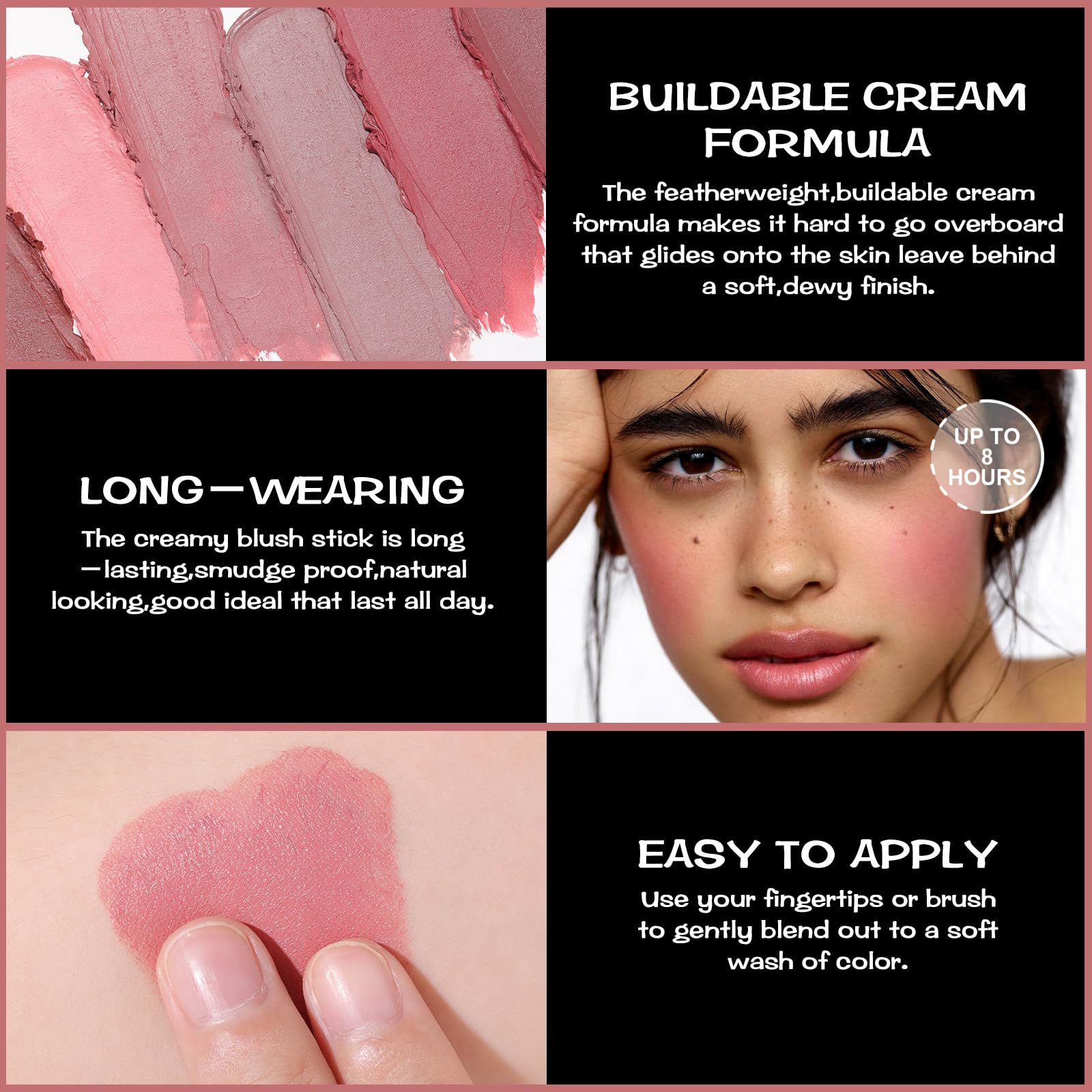 FOCALLURE Cream Blush Makeup,Buildable Blush Stick for Cheeks,Matte and Dewy Finish,Long Wearing,Easy Application,Lightweight Multi Stick,ROSE FLUSH FOCALLUREAu supplements