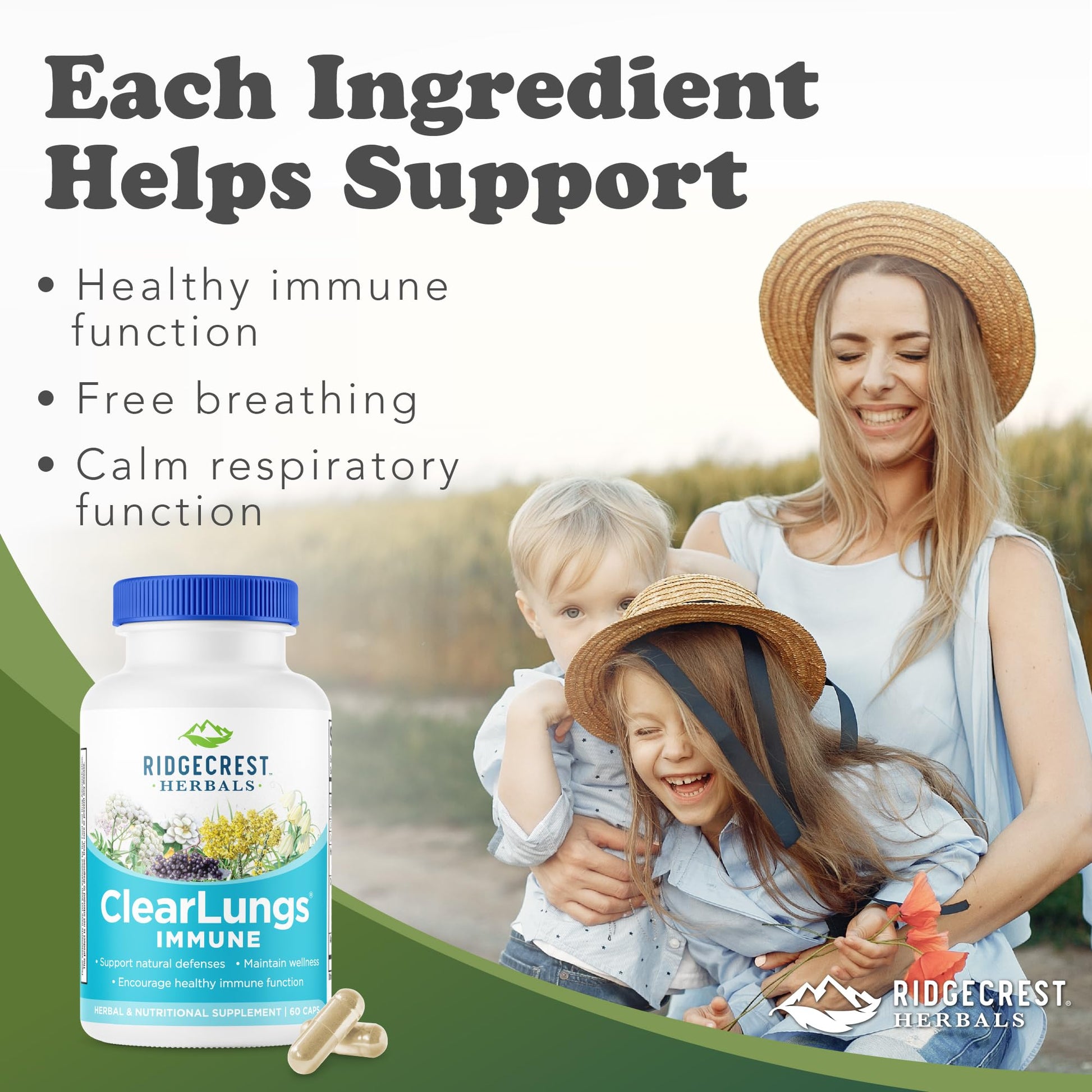 RidgeCrest Herbals ClearLungs Immune, Lung Support Supplement with Elderberry, Zinc, Vitamin C, Vitamin A, Olive Leaf, Mullein, Lung Wellness Formula for Respiratory Health (60 Vegan Caps, 30 Serv) RidgeCrest HerbalsAu supplements